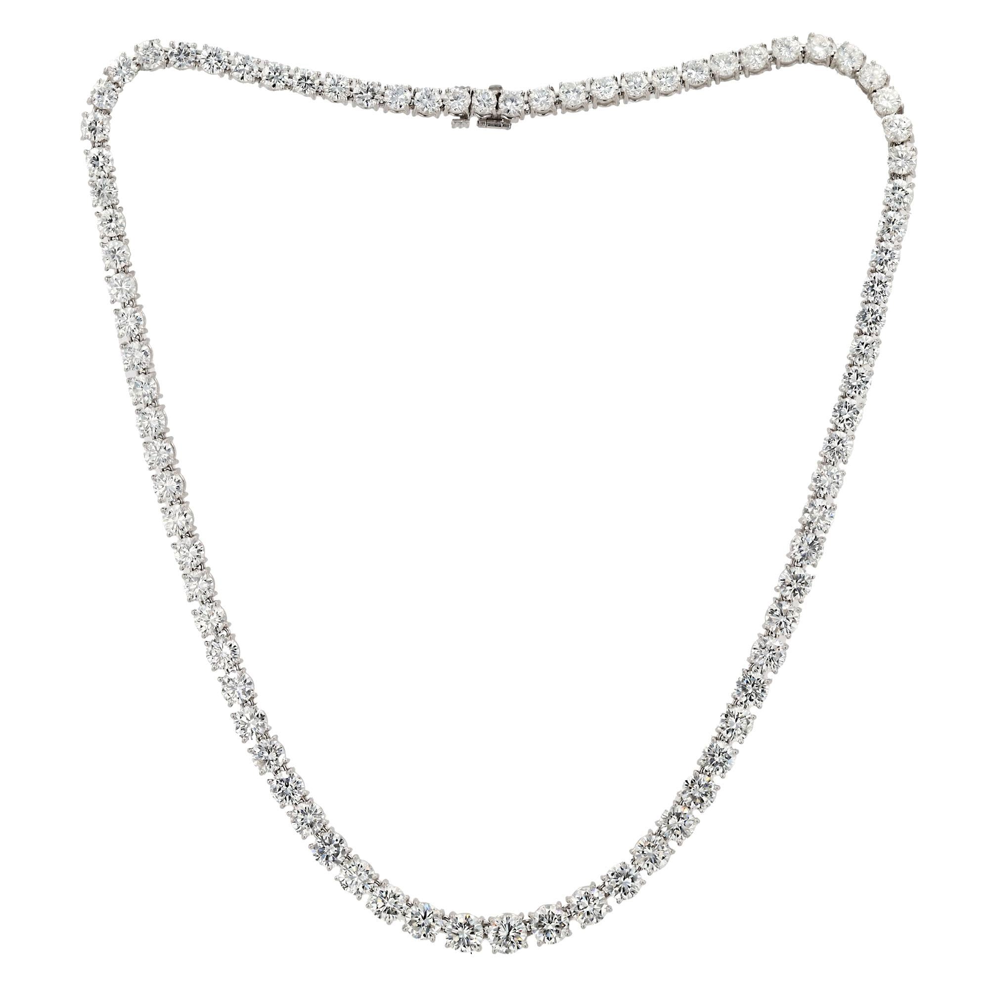 Ruser 25 Carat Diamond Platinum Mid-Century Riviere Necklace