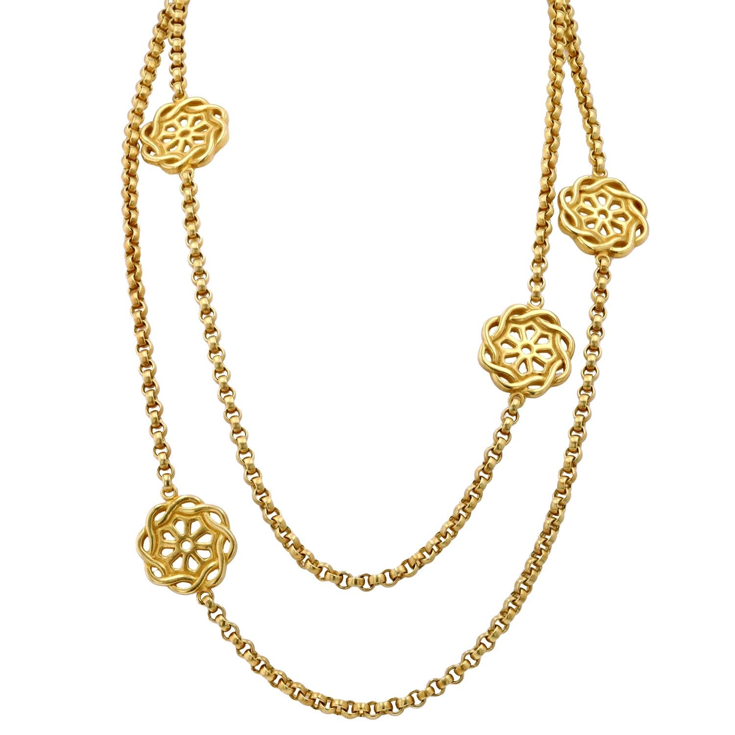 Slane & Slane 18k Gold Fenestra 31" Designer Toggle Necklace