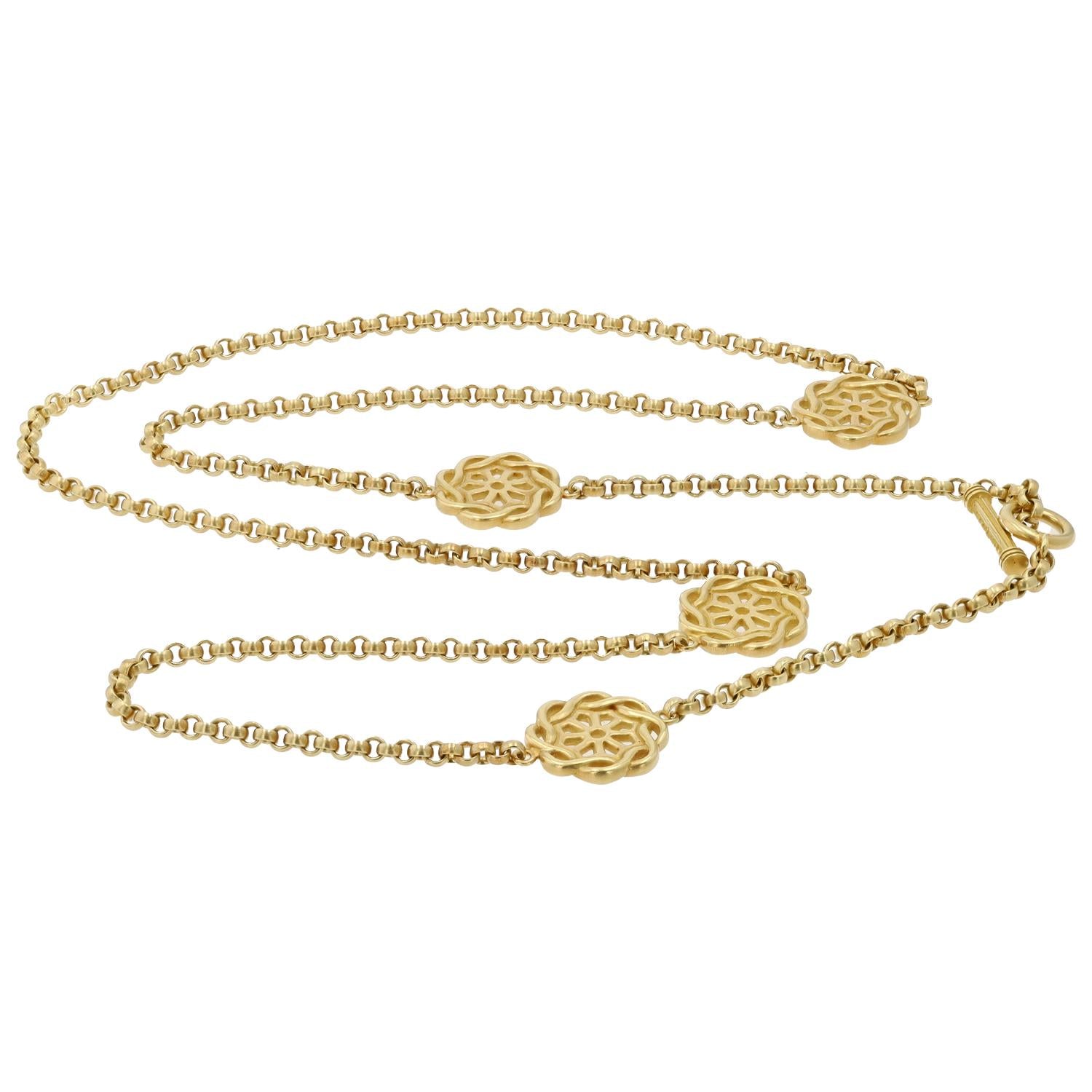 Slane & Slane 18k Gold Fenestra 31" Designer Toggle Necklace