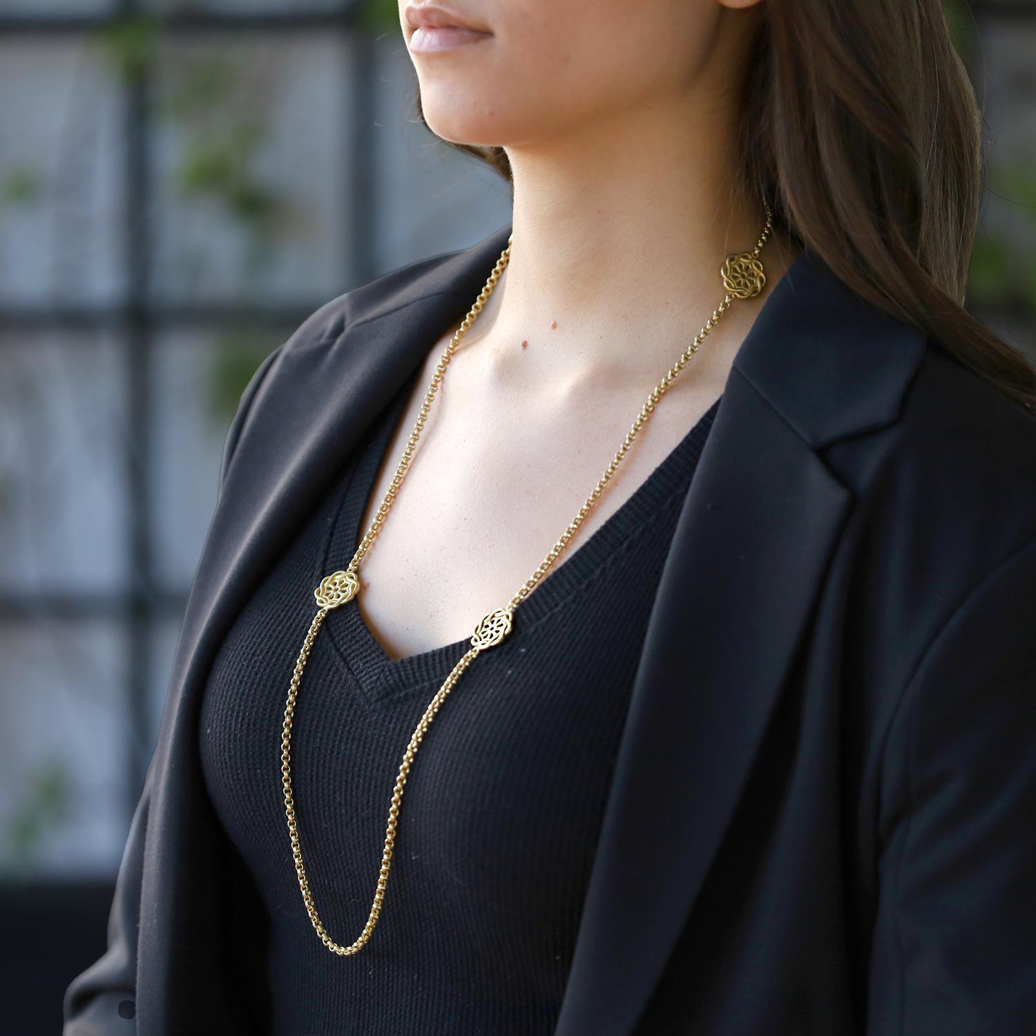 Slane & Slane 18k Gold Fenestra 31" Designer Toggle Necklace