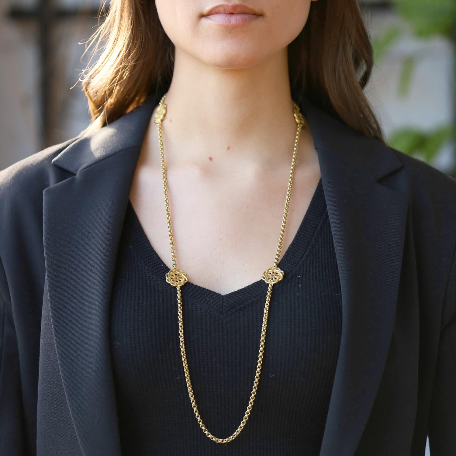 Slane & Slane 18k Gold Fenestra 31" Designer Toggle Necklace