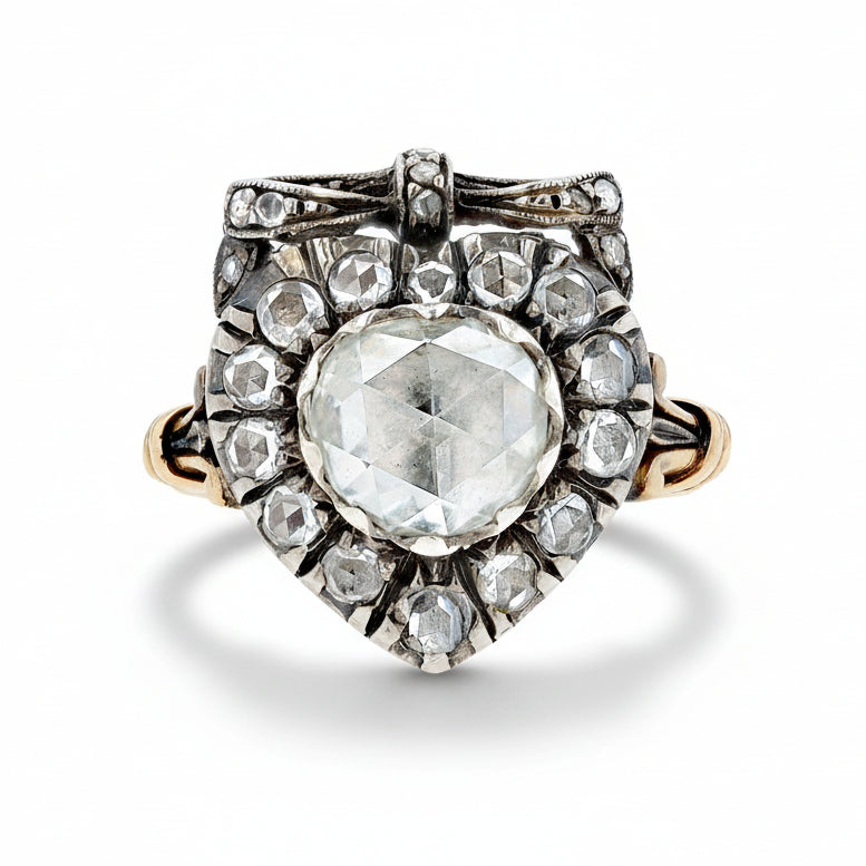 Georgian Revival Rose Cut Diamond Heart Engagement Ring