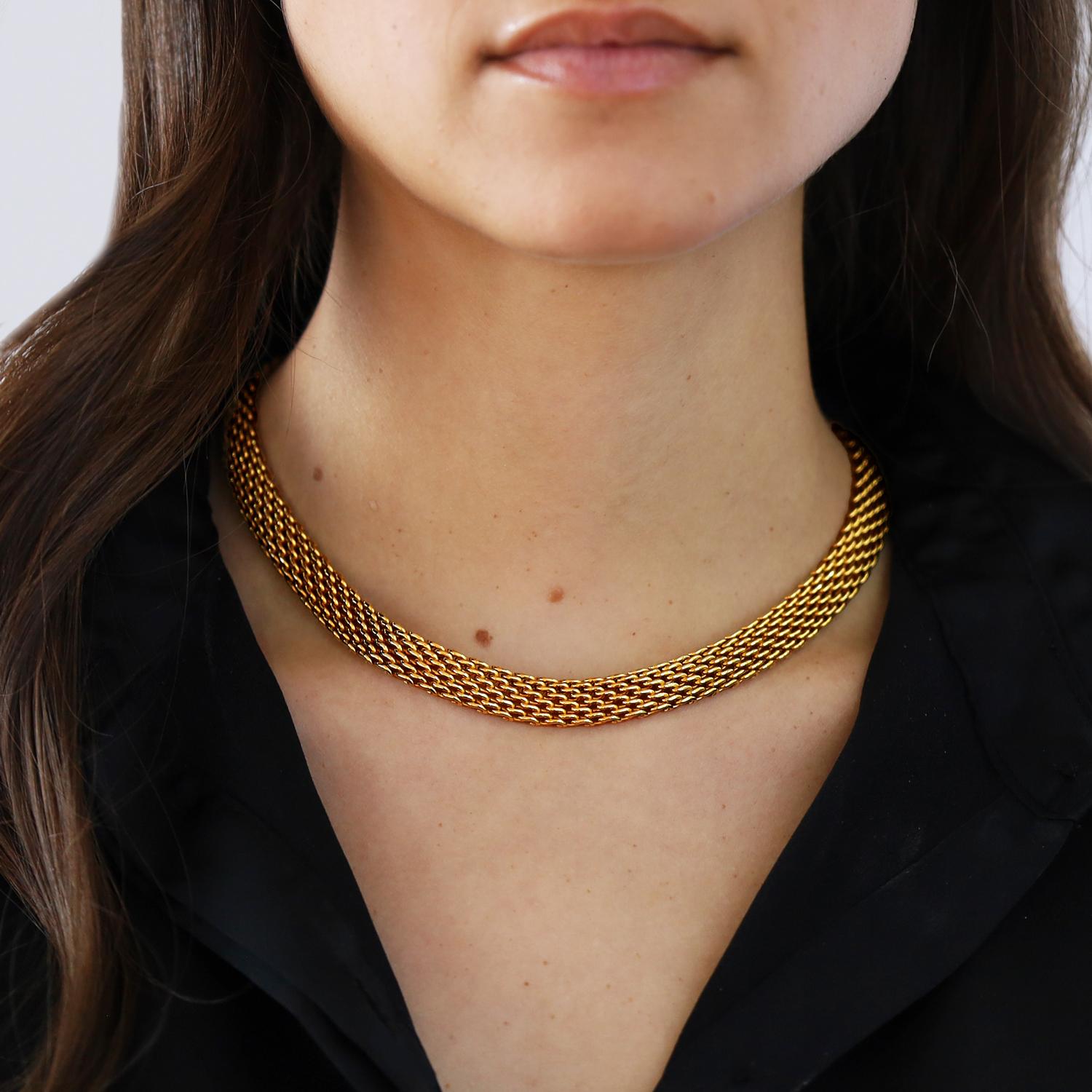 Vintage Tiffany & Co 18k Gold Somerset Mesh Necklace