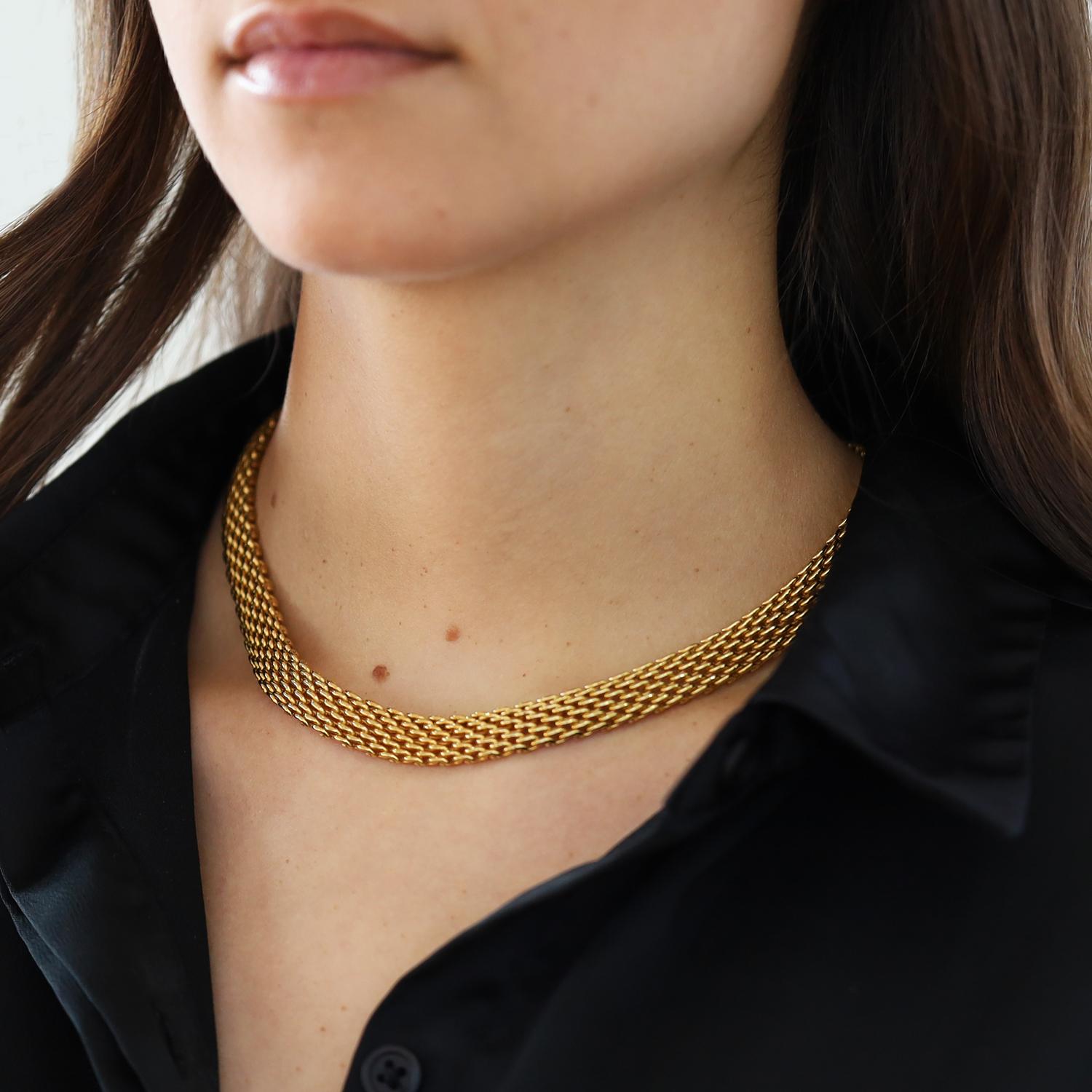 Vintage Tiffany & Co 18k Gold Somerset Mesh Necklace