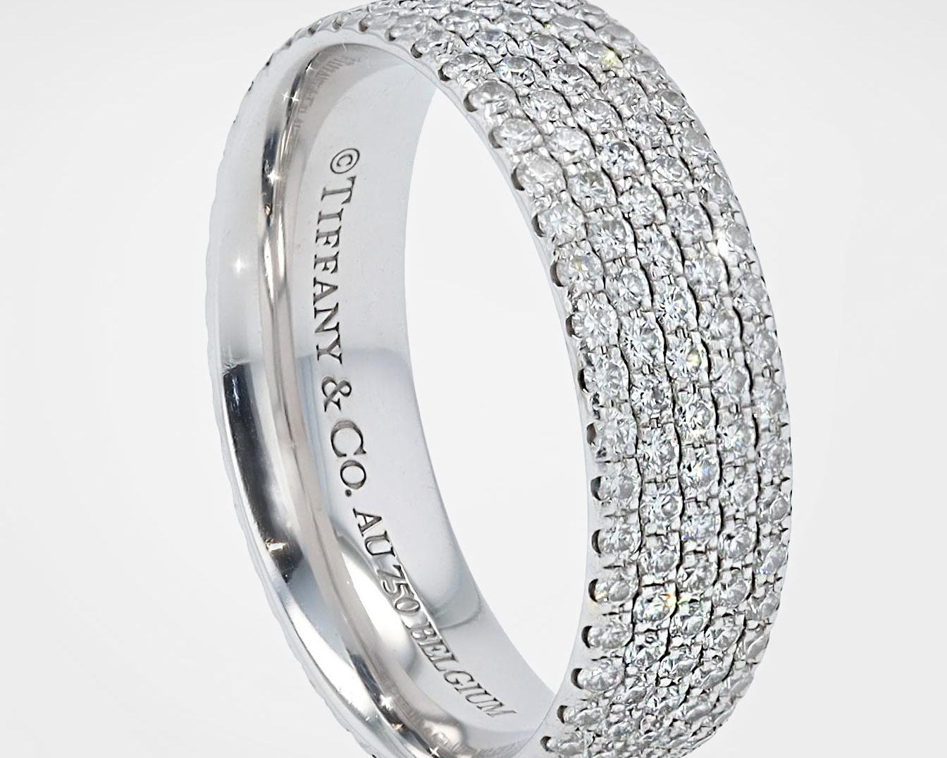 Tiffany & Co 18k White Gold Diamond 5-Row Metro Ring