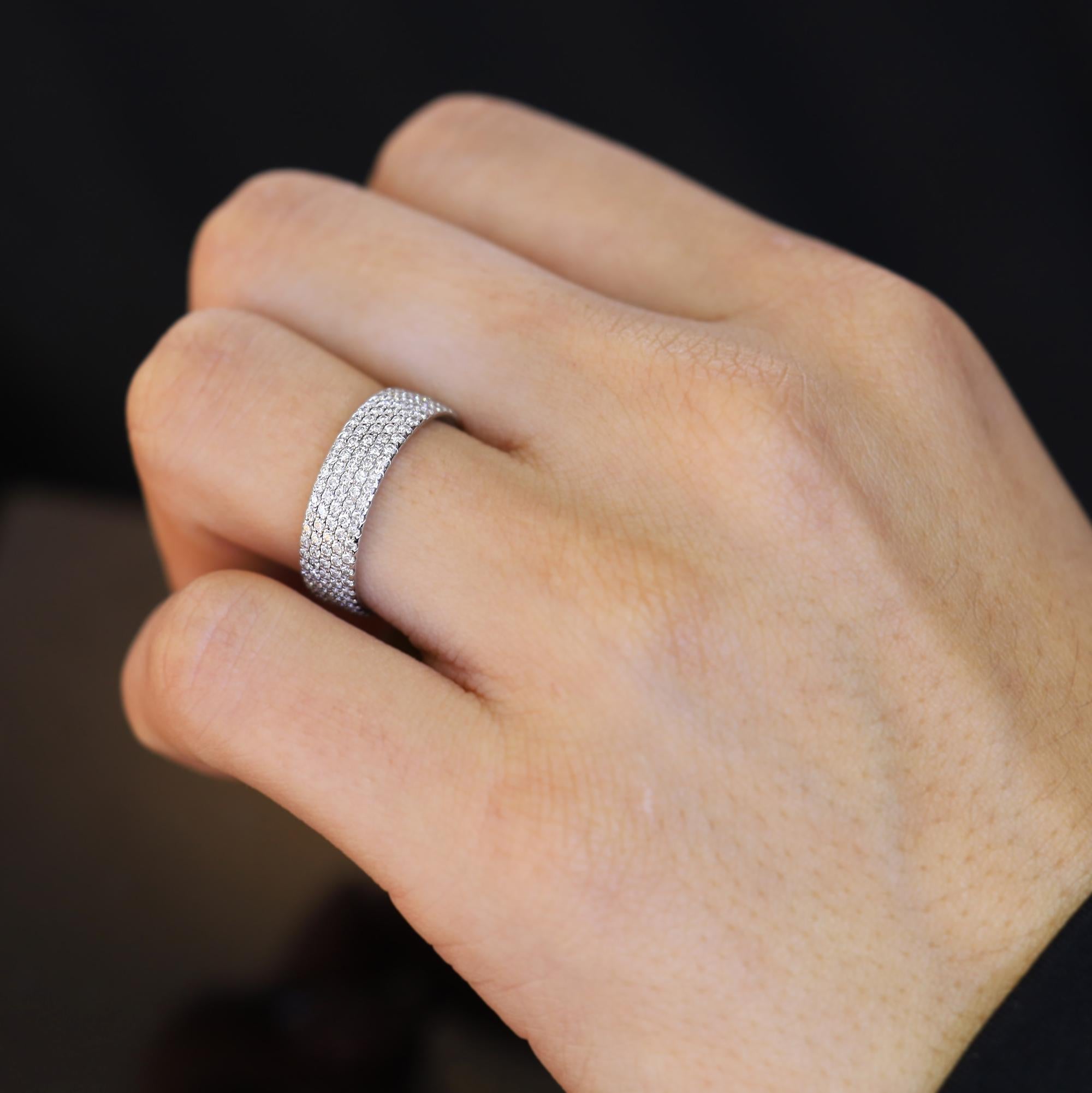 Tiffany & Co 18k White Gold Diamond 5-Row Metro Ring