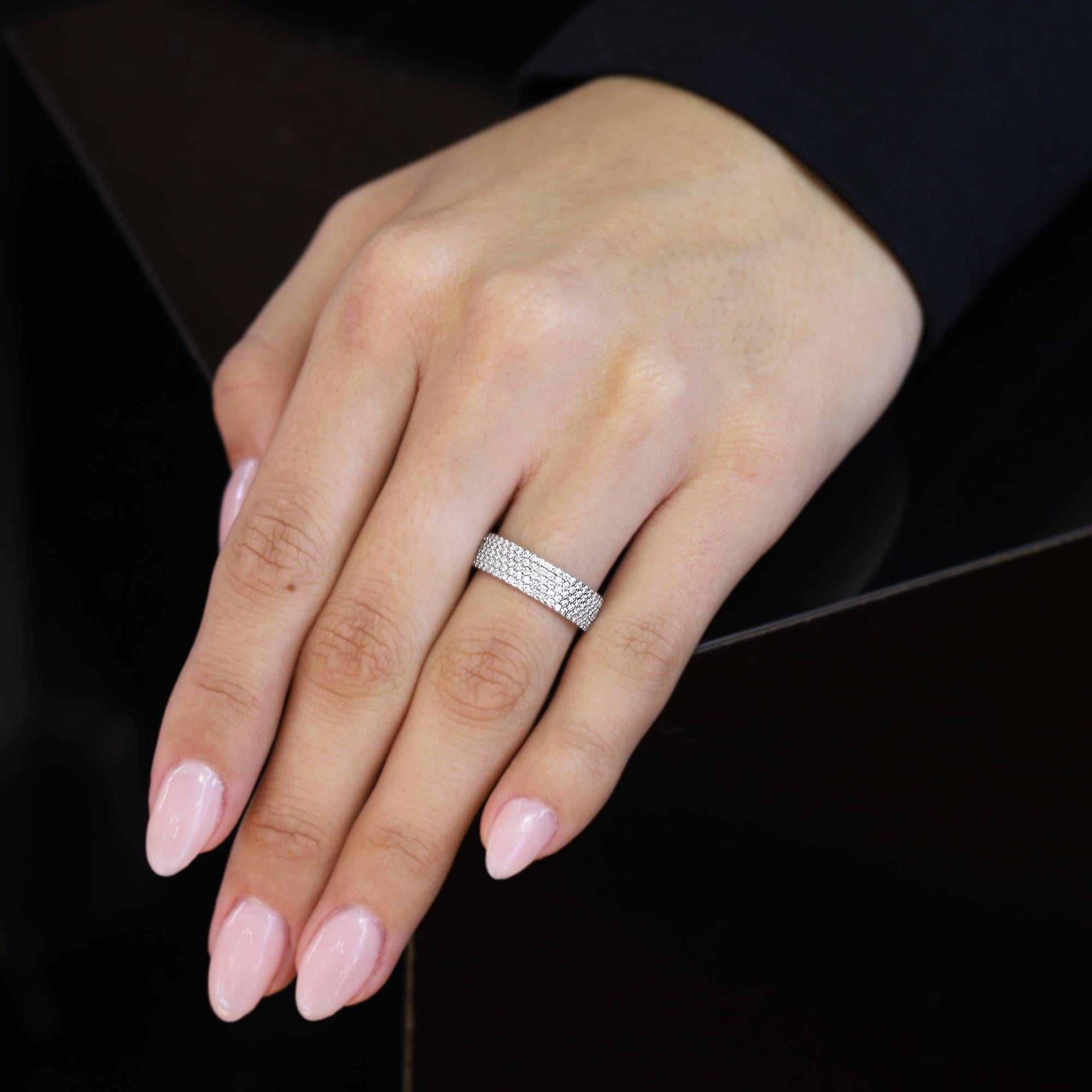 Tiffany & Co 18k White Gold Diamond 5-Row Metro Ring