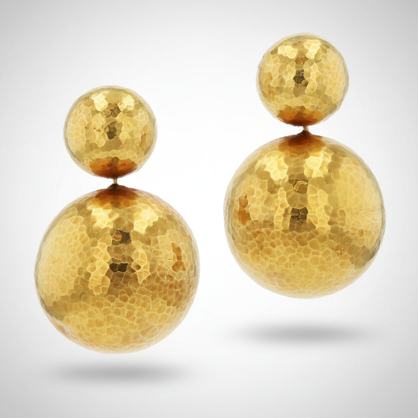 Vintage Tiffany & Co Paloma Picasso 18k Gold Hammered Planets Drop Earrings