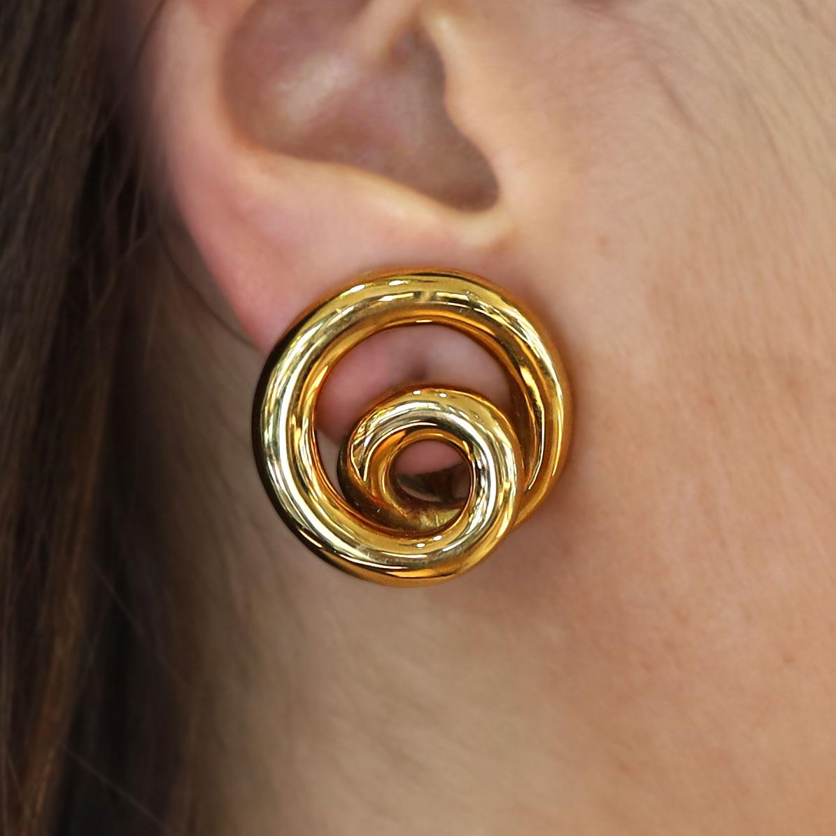 Vintage Angela Cummings 18k Gold Swirl Earrings