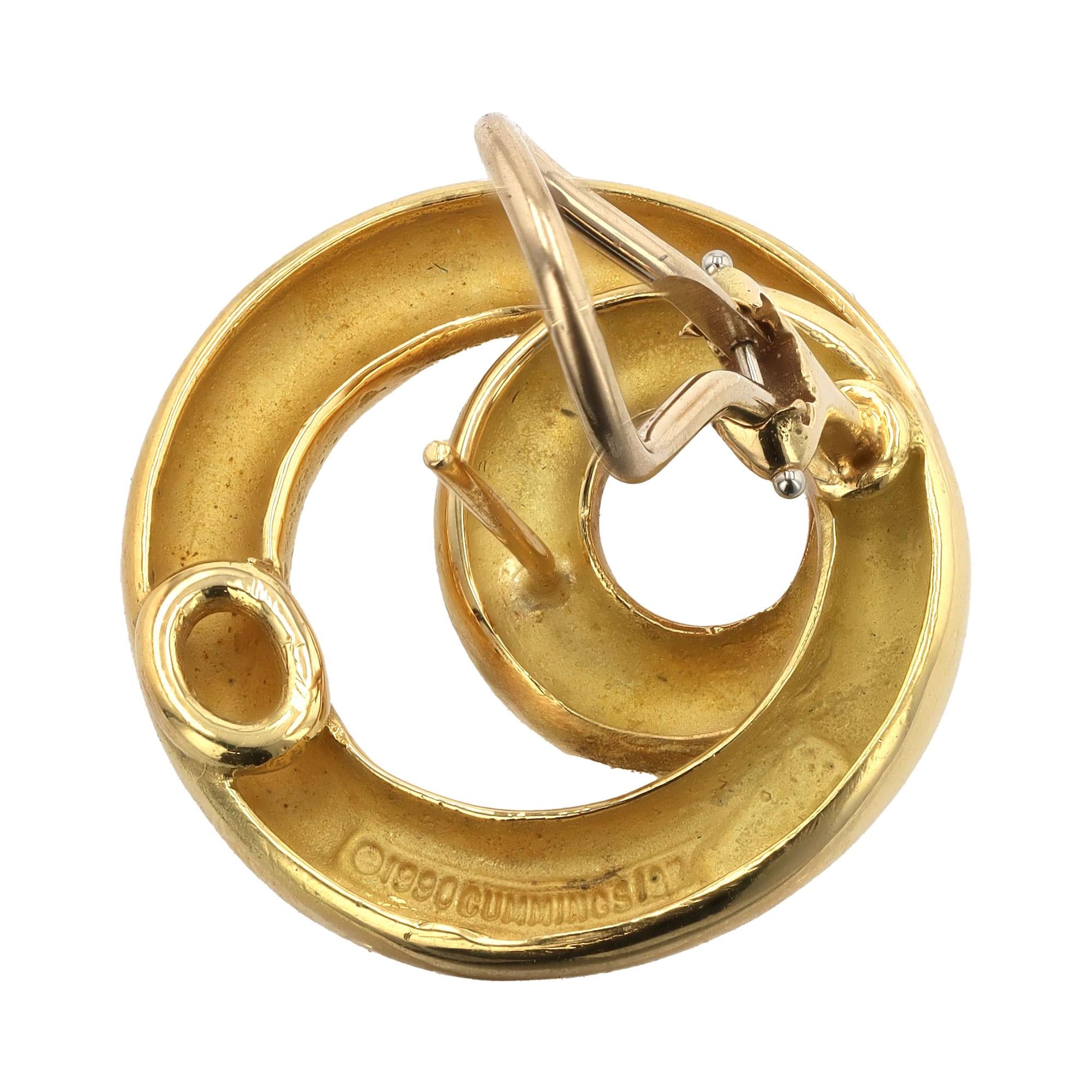 Vintage Angela Cummings 18k Gold Swirl Earrings