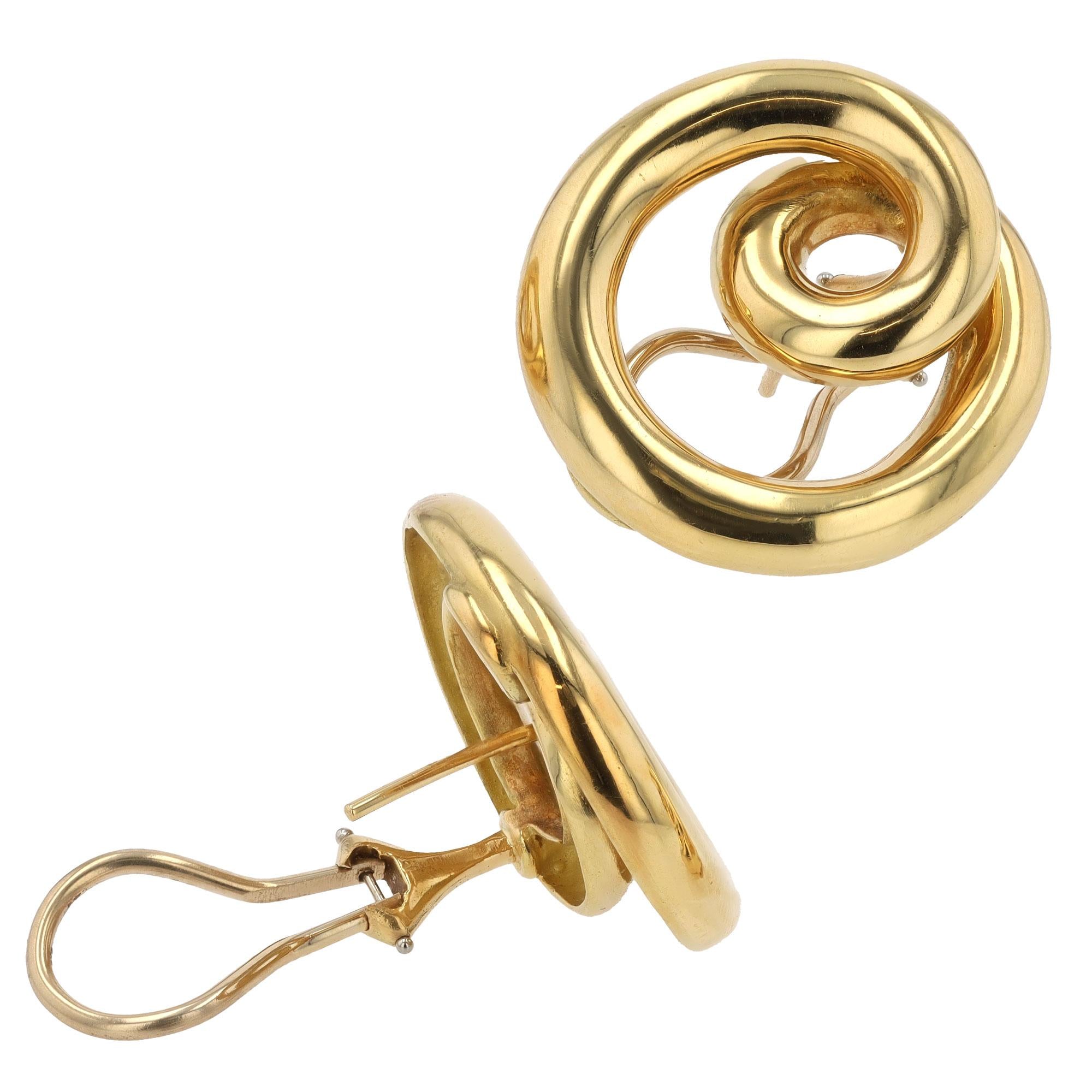 Vintage Angela Cummings 18k Gold Swirl Earrings