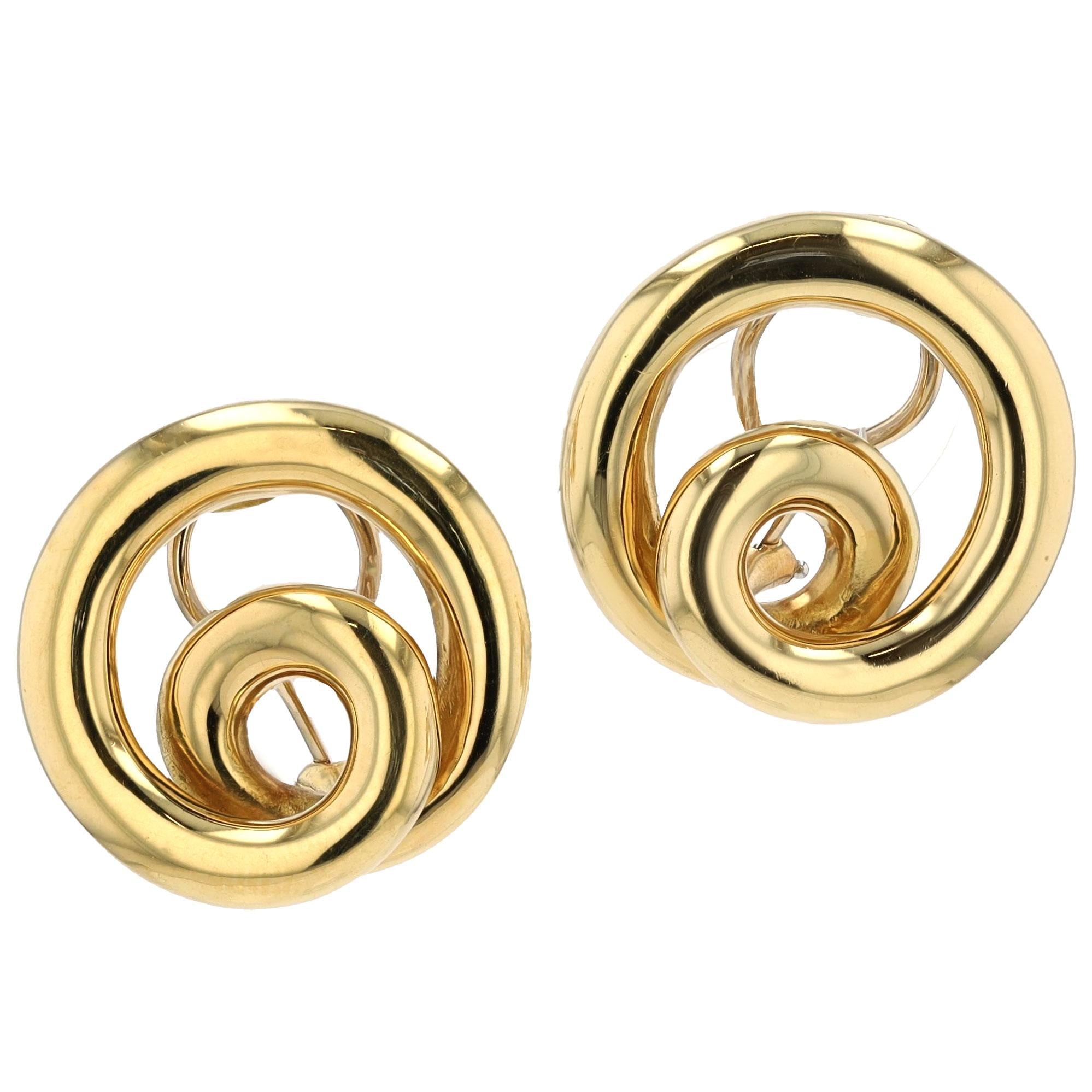 Vintage Angela Cummings 18k Gold Swirl Earrings