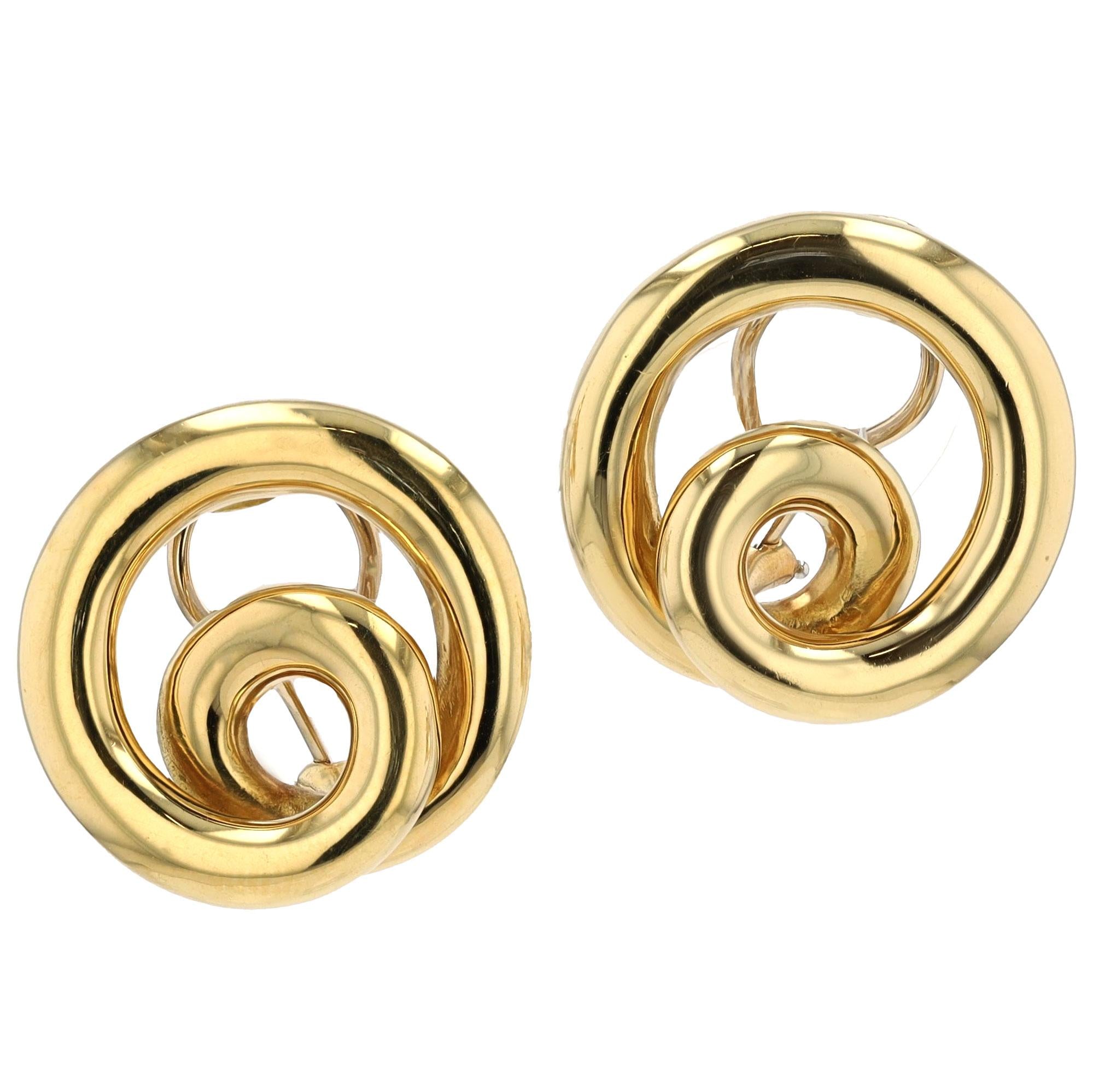 Vintage Angela Cummings 18k Gold Swirl Earrings