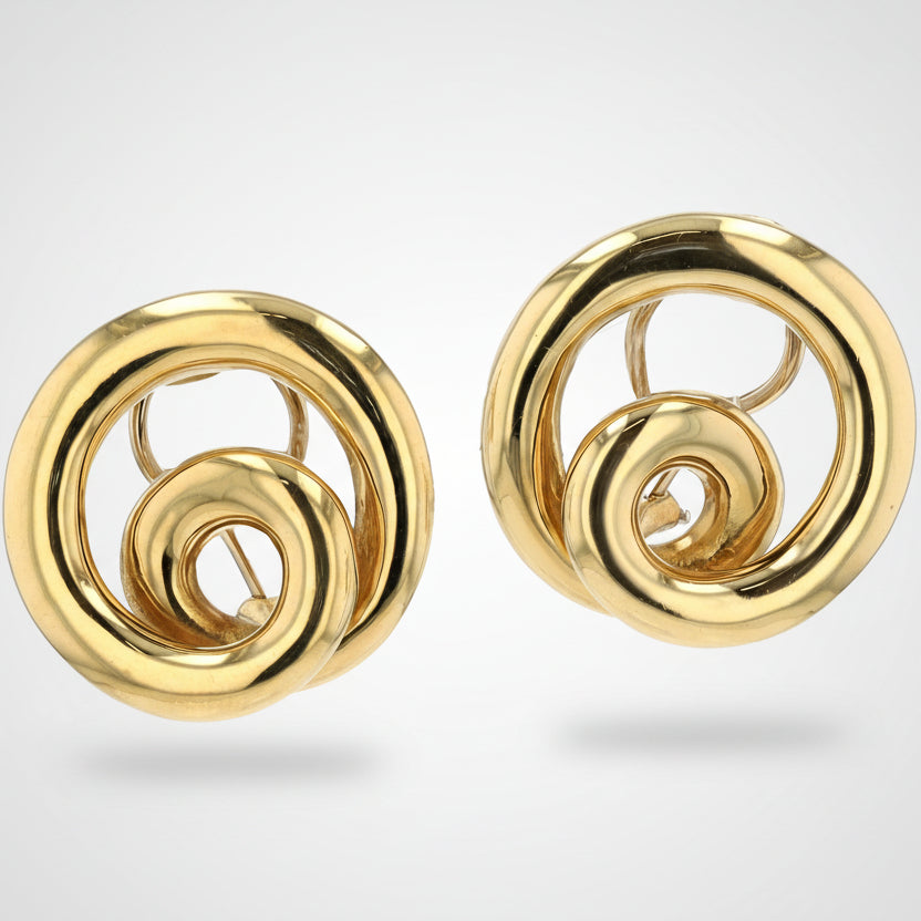 Vintage Angela Cummings 18k Gold Swirl Earrings