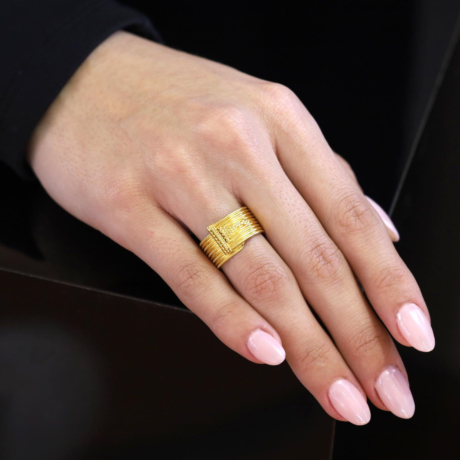 Vintage Ilias Lalaounis 22k Gold Wide Wrap Wedding Band Ring