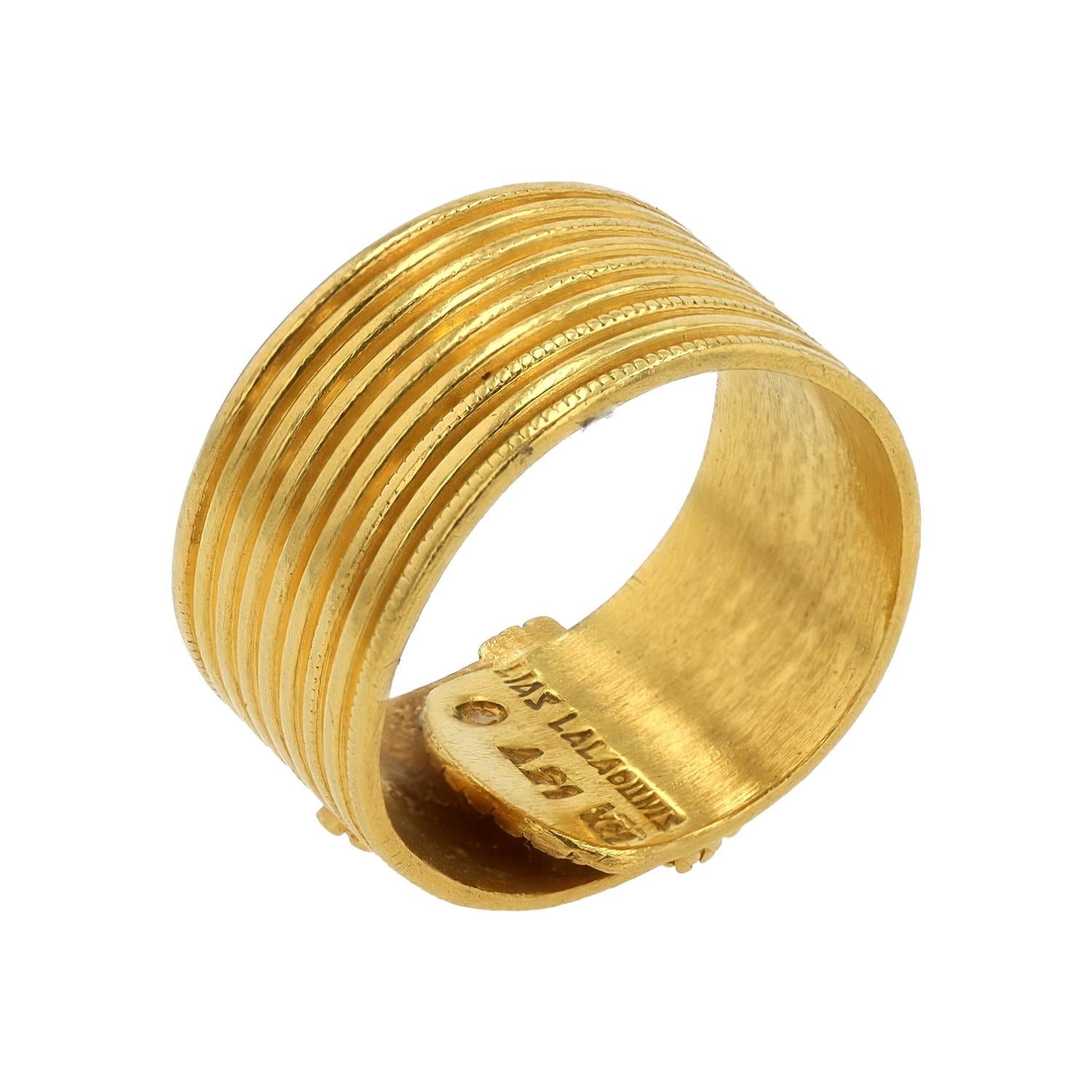 Vintage Ilias Lalaounis 22k Gold Wide Wrap Wedding Band Ring