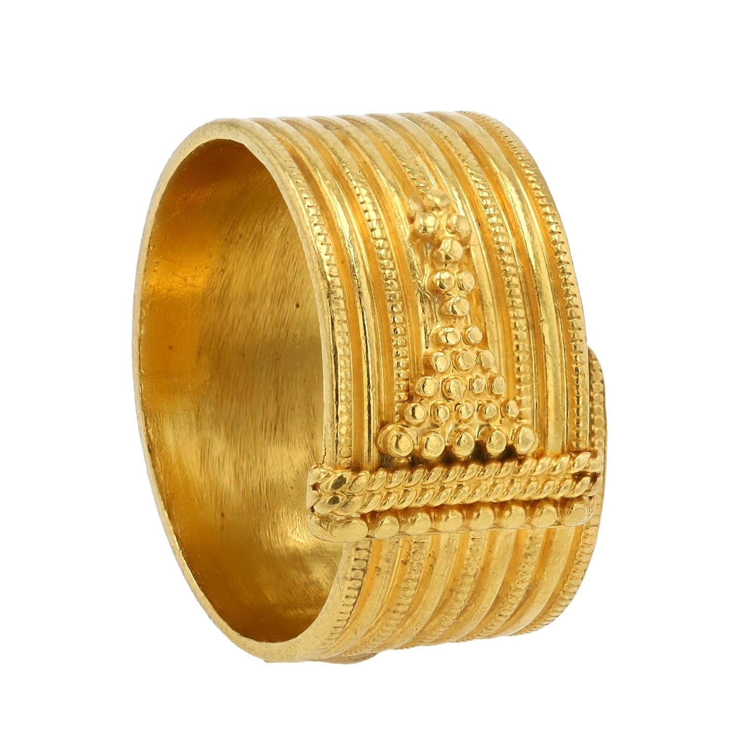 Vintage Ilias Lalaounis 22k Gold Wide Wrap Wedding Band Ring