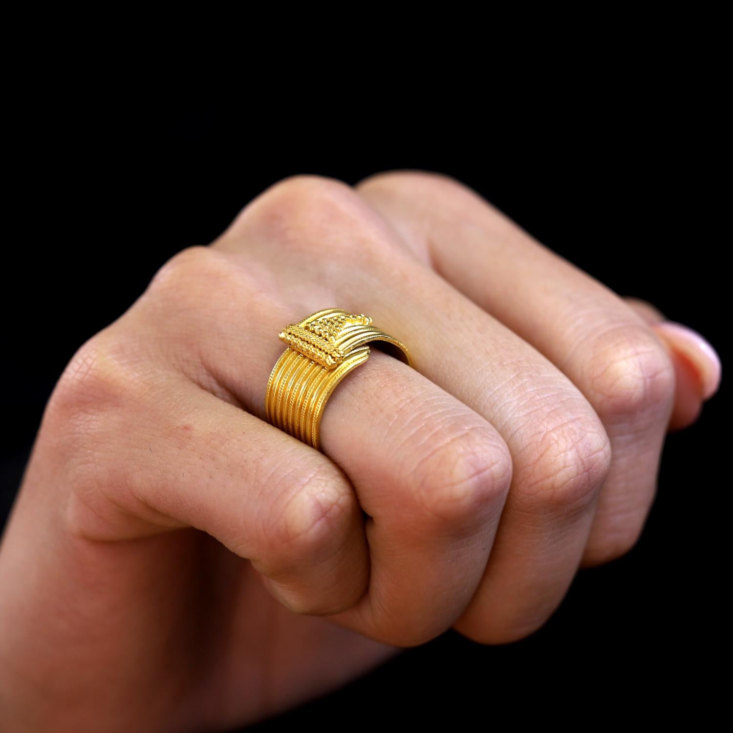 Vintage Ilias Lalaounis 22k Gold Wide Wrap Wedding Band Ring