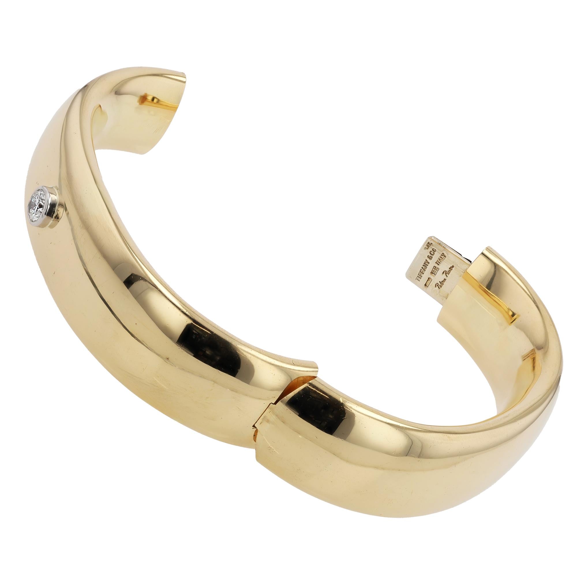 Vintage Tiffany & Co Paloma Picasso Diamond 18k Gold Bangle Bracelet