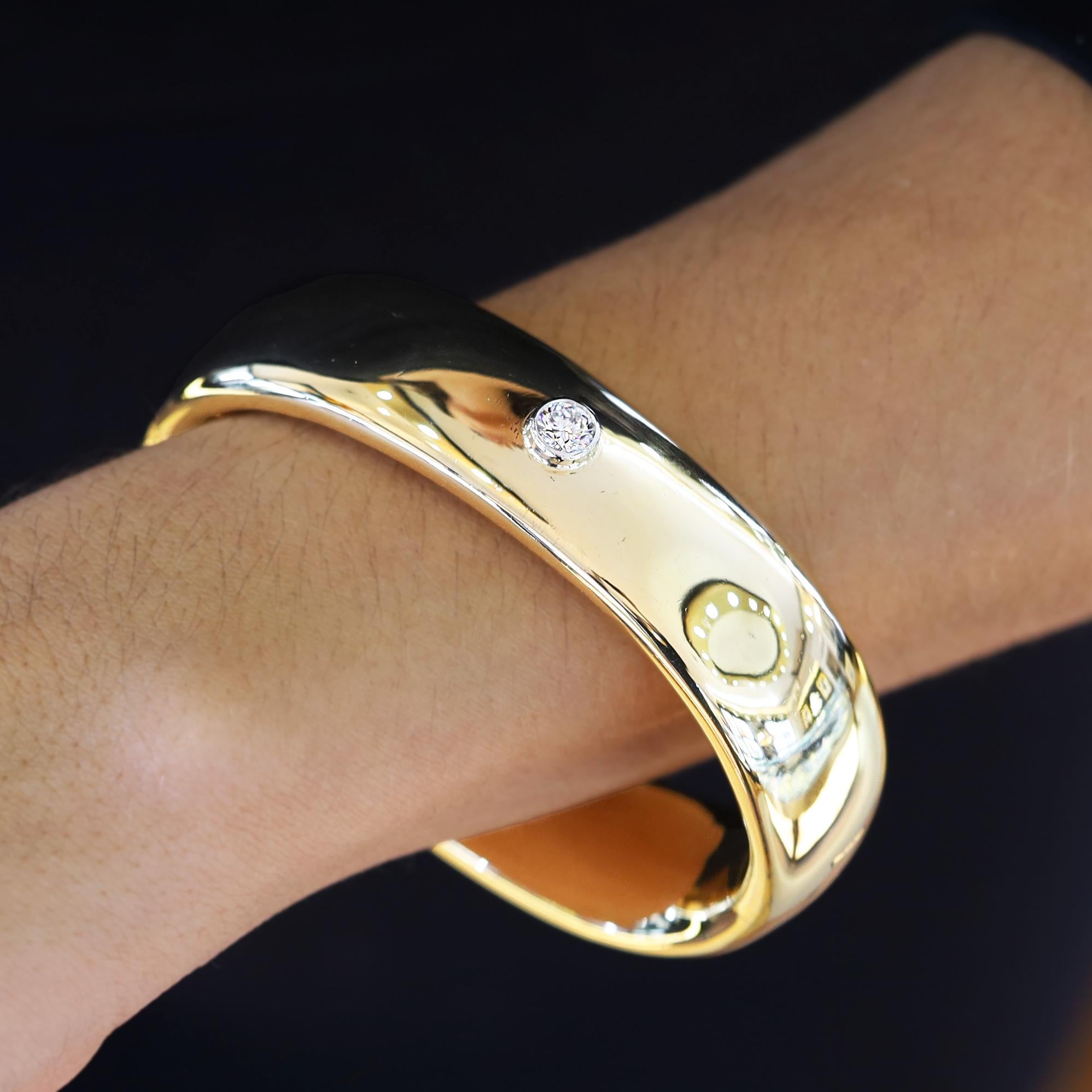 Vintage Tiffany & Co Paloma Picasso Diamond 18k Gold Bangle Bracelet