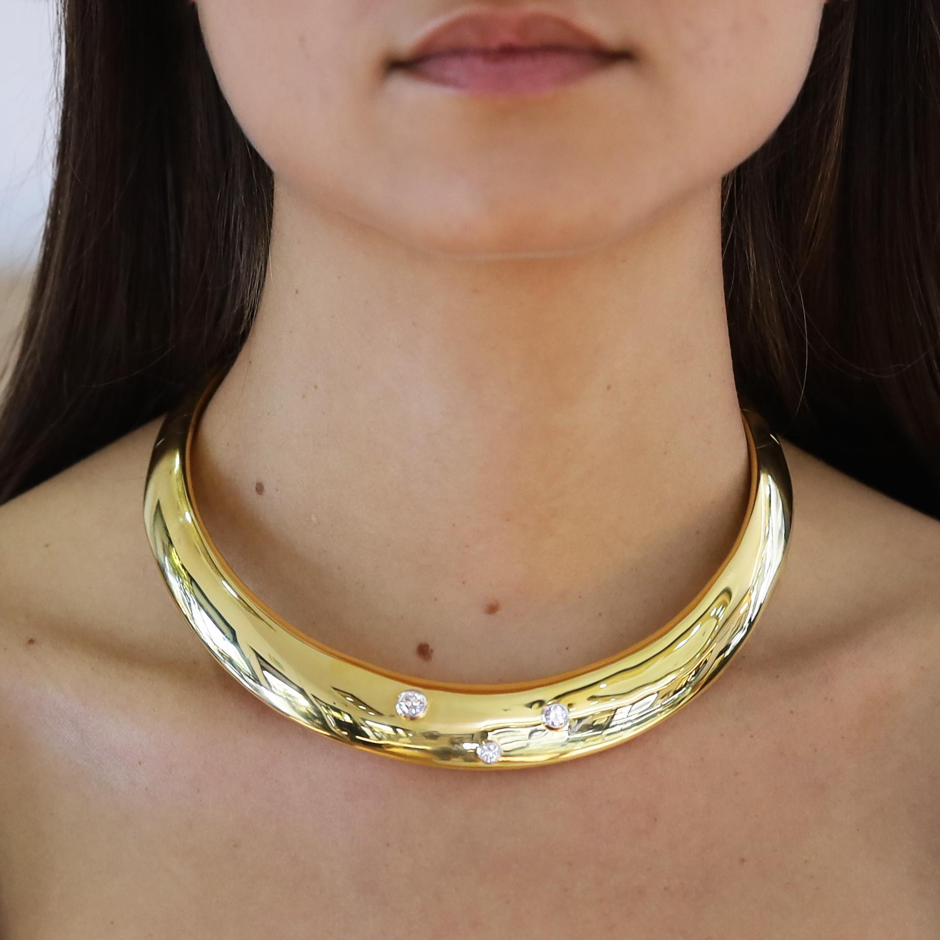 Vintage 80's Tiffany & Co Paloma Picasso Diamond 18k Gold Choker Necklace