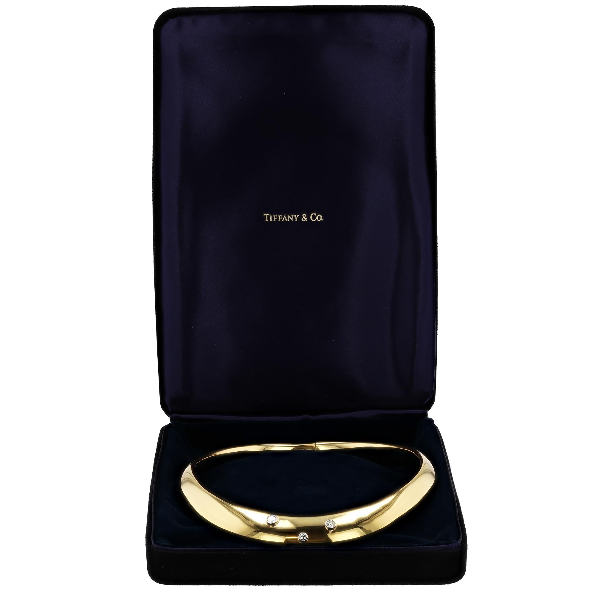 Vintage 80's Tiffany & Co Paloma Picasso Diamond 18k Gold Choker Necklace