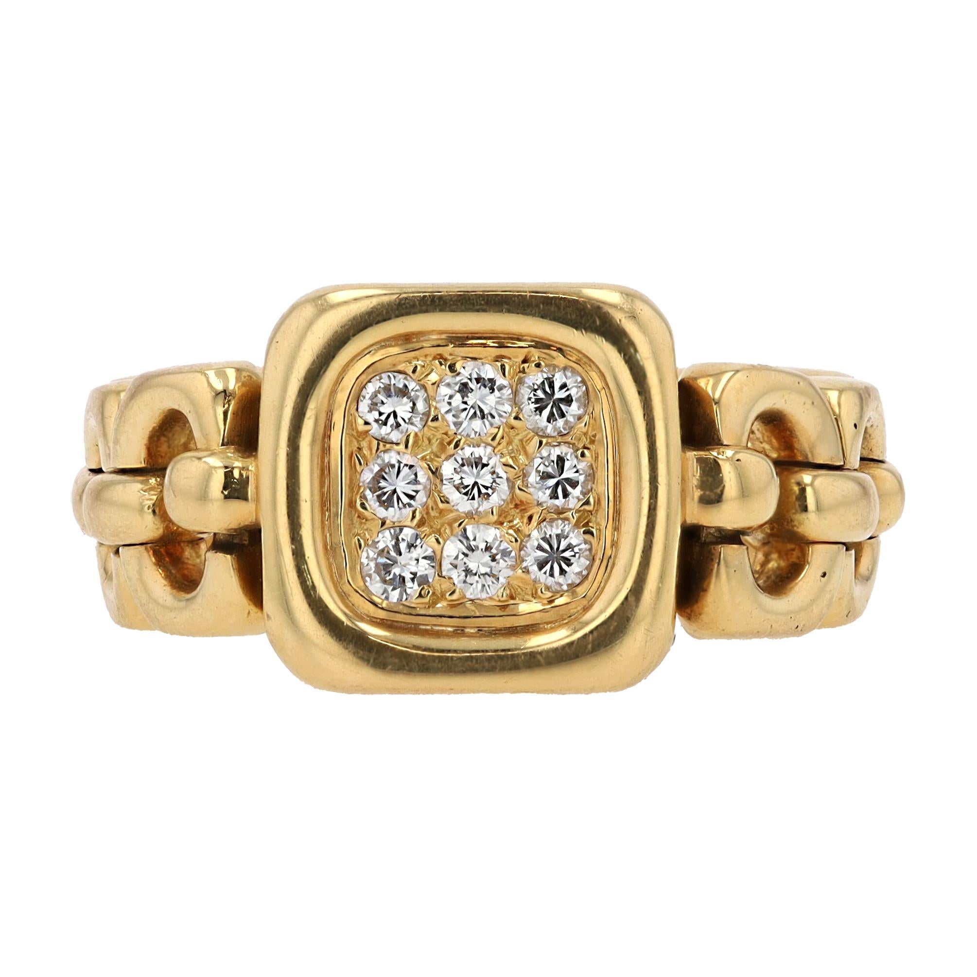 Vintage Van Cleef & Arpels Diamond & 18k Gold Link Ring