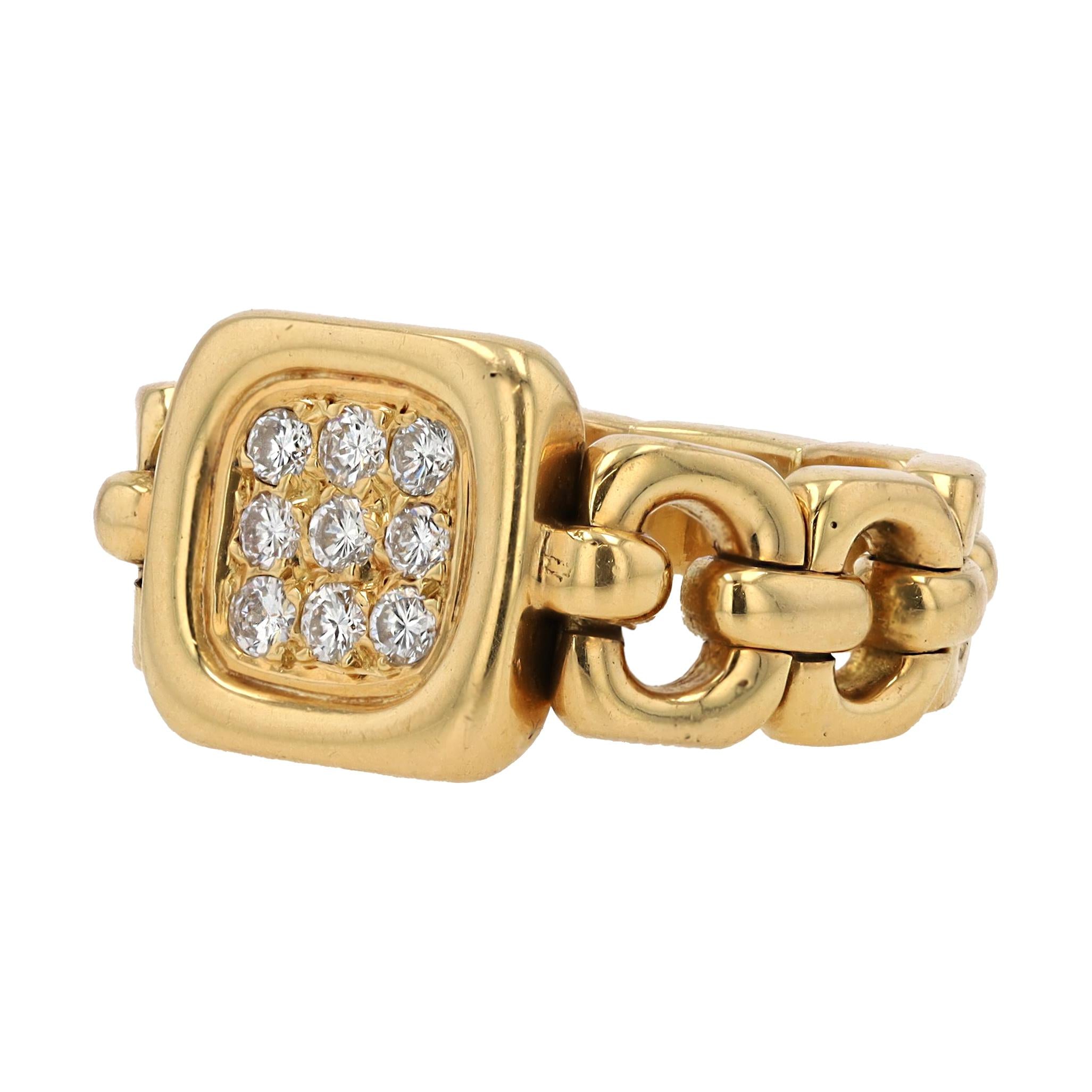 Vintage Van Cleef & Arpels Diamond & 18k Gold Link Ring