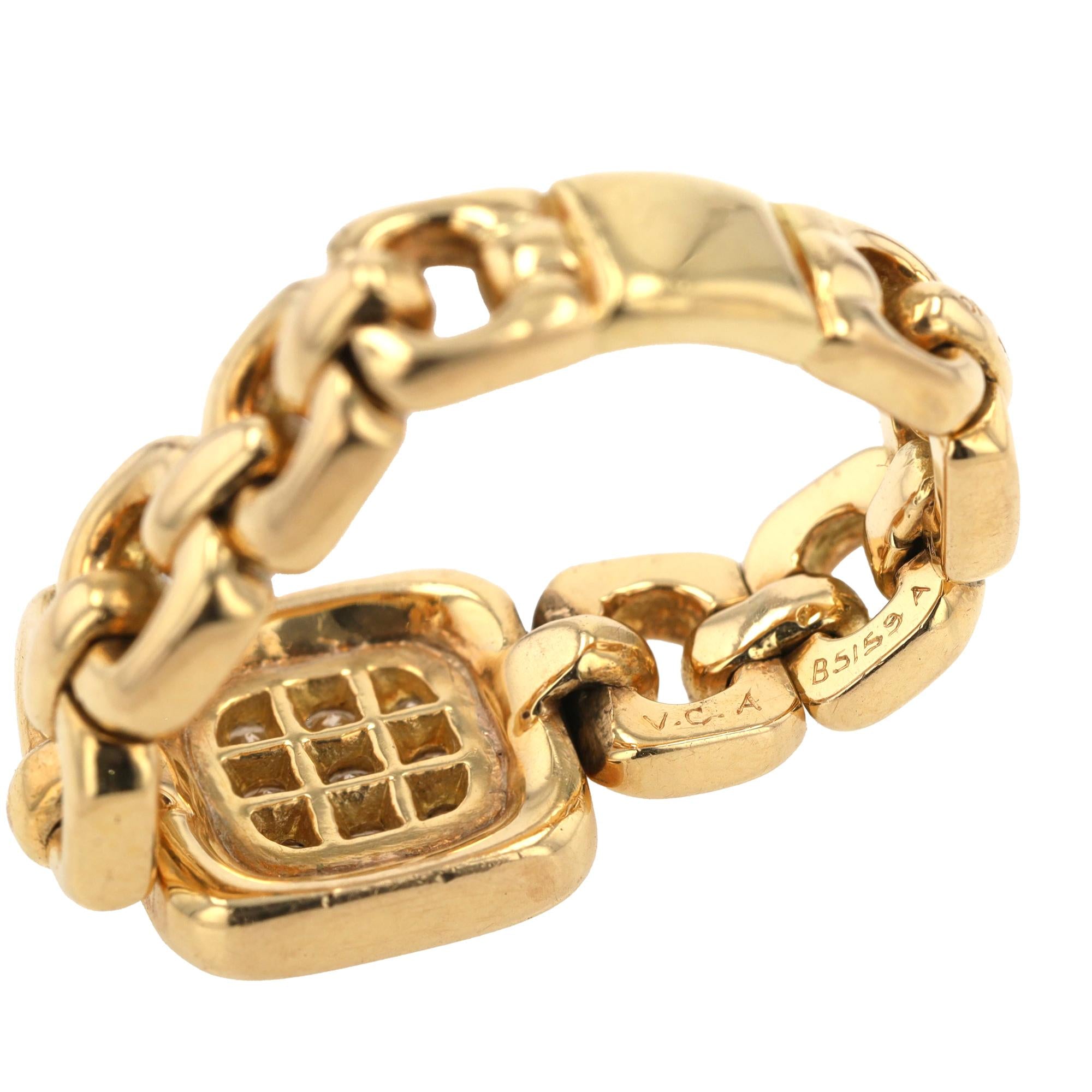 Vintage Van Cleef & Arpels Diamond & 18k Gold Link Ring