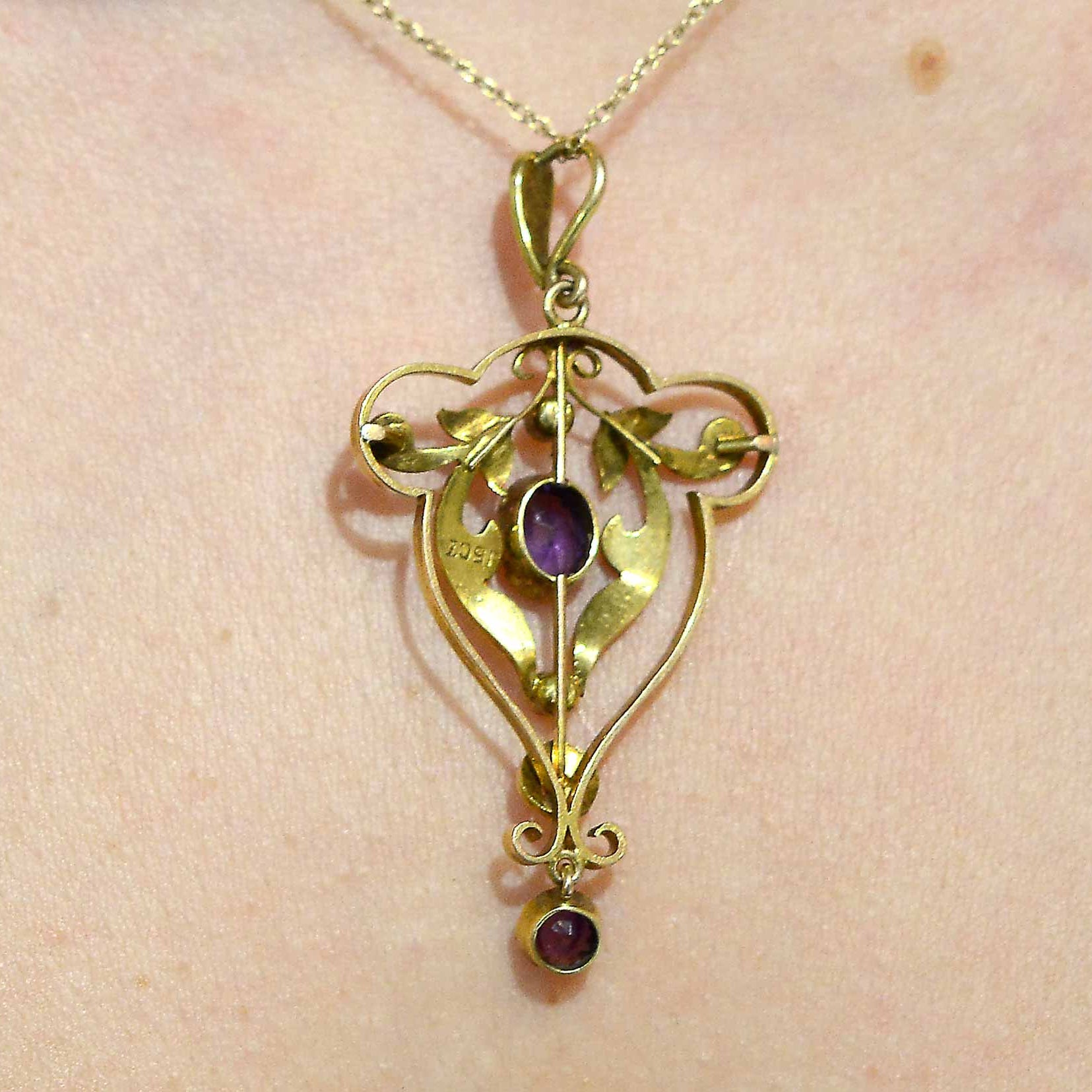 Alphonse Mucha Era Art Nouveau Amethyst & Seed Pearl Necklace