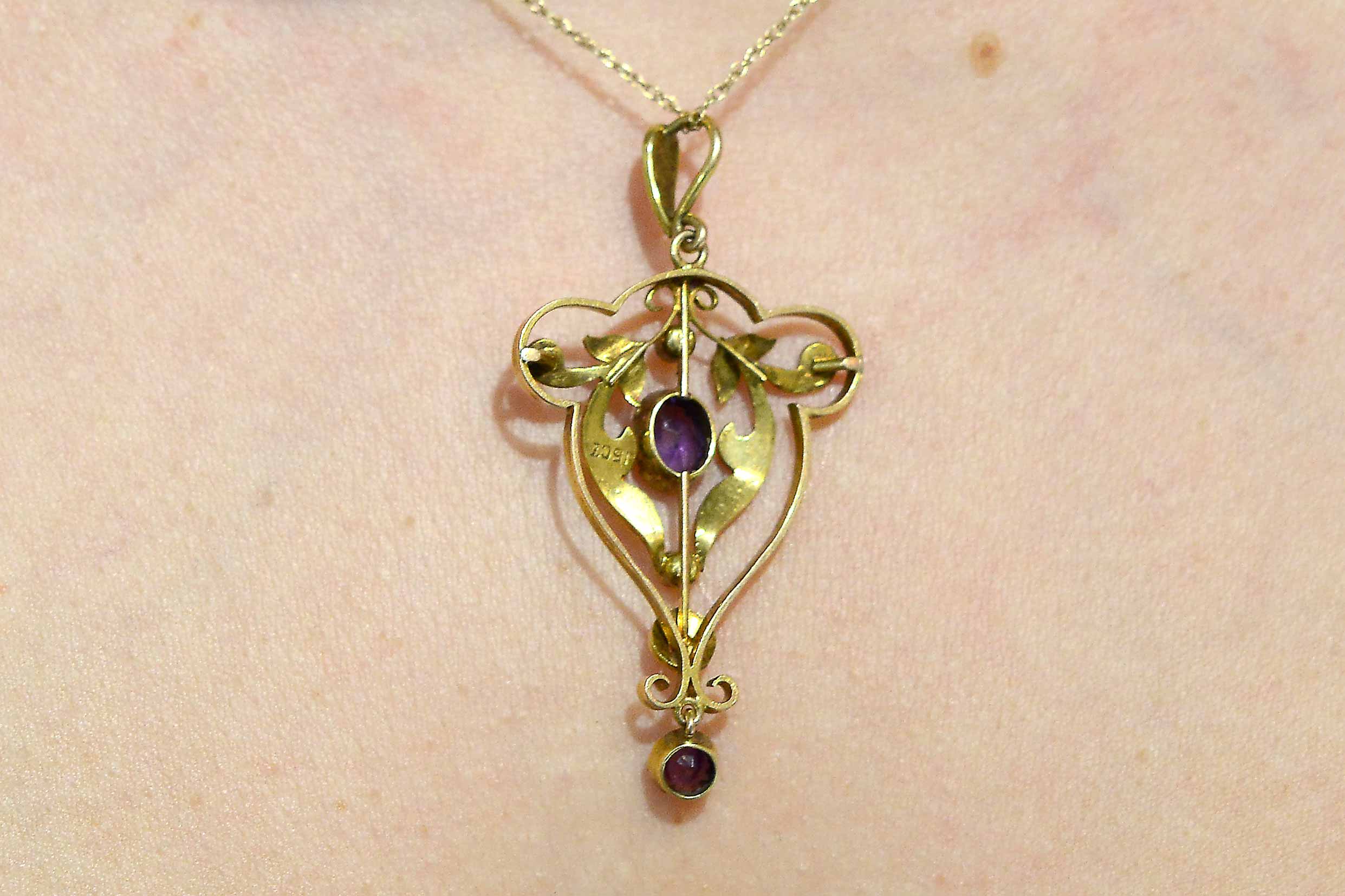 Alphonse Mucha Era Art Nouveau Amethyst & Seed Pearl Necklace