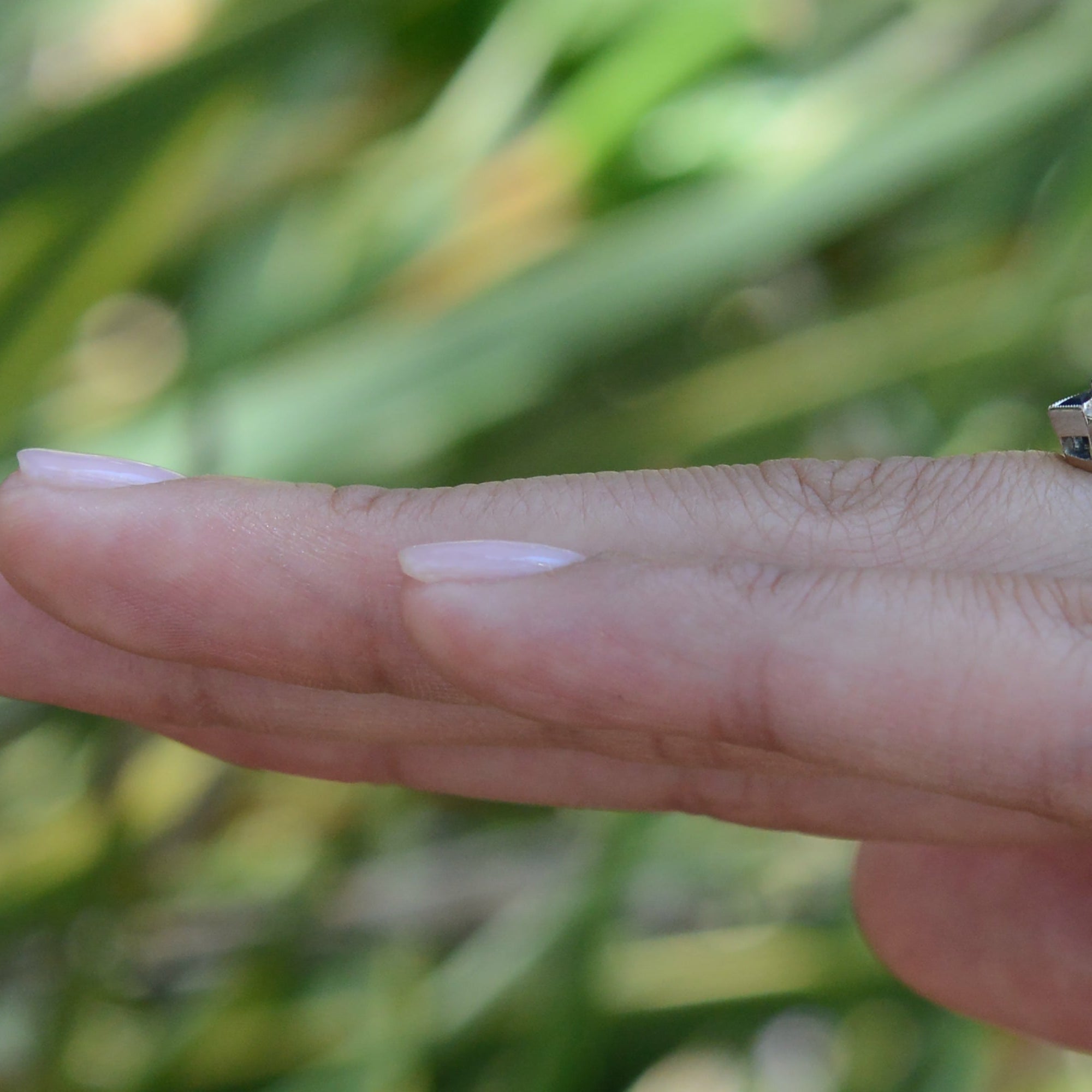 Antique 1.11 Carat Old Mine Diamond & Sapphire Engagement Ring