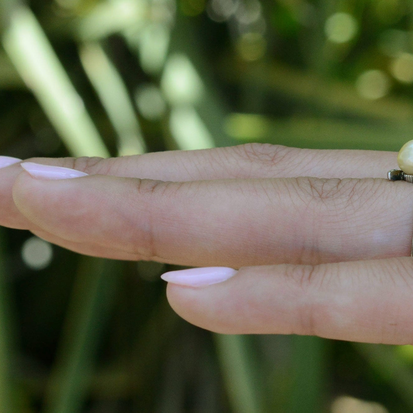 Antique 2 Stone Diamond & Natural Pearl Engagement Ring