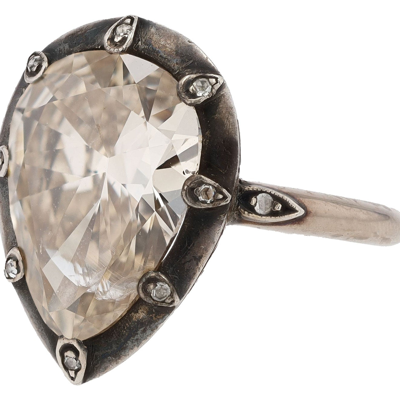 Antique 5.31 Carat Pear Cut Champagne Diamond Ring