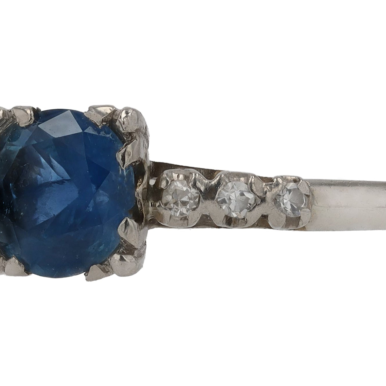 Antique Art Deco 1 Carat Blue Sapphire Solitaire Engagement Ring