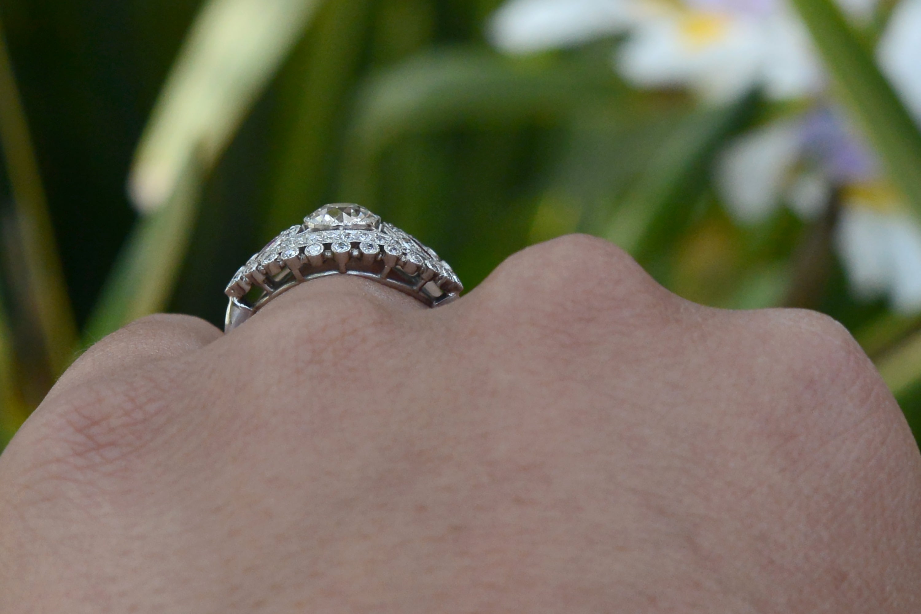 Antique Art Deco 1.12 Carat Old Mine Diamond Engagement Ring