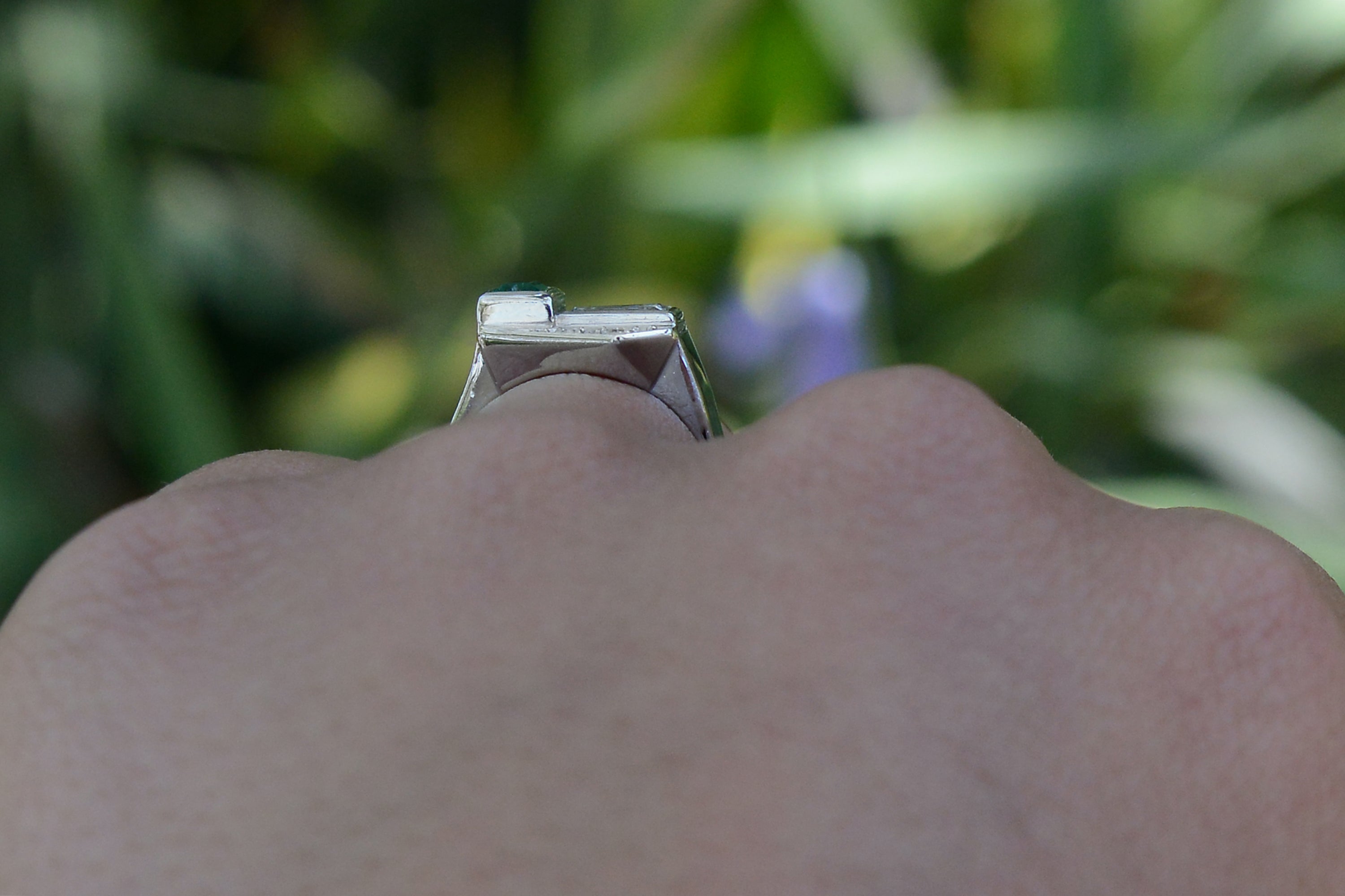 Antique Art Deco 2 Stone Diamond Emerald Toi et Moi Engagement Ring