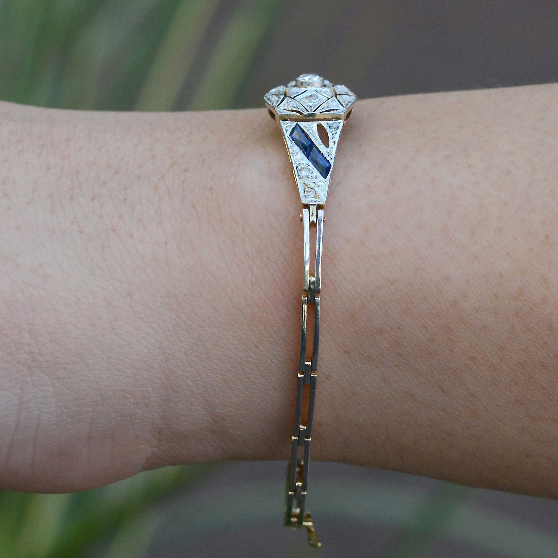 Antique Art Deco Era Sapphire and Diamond Bracelet