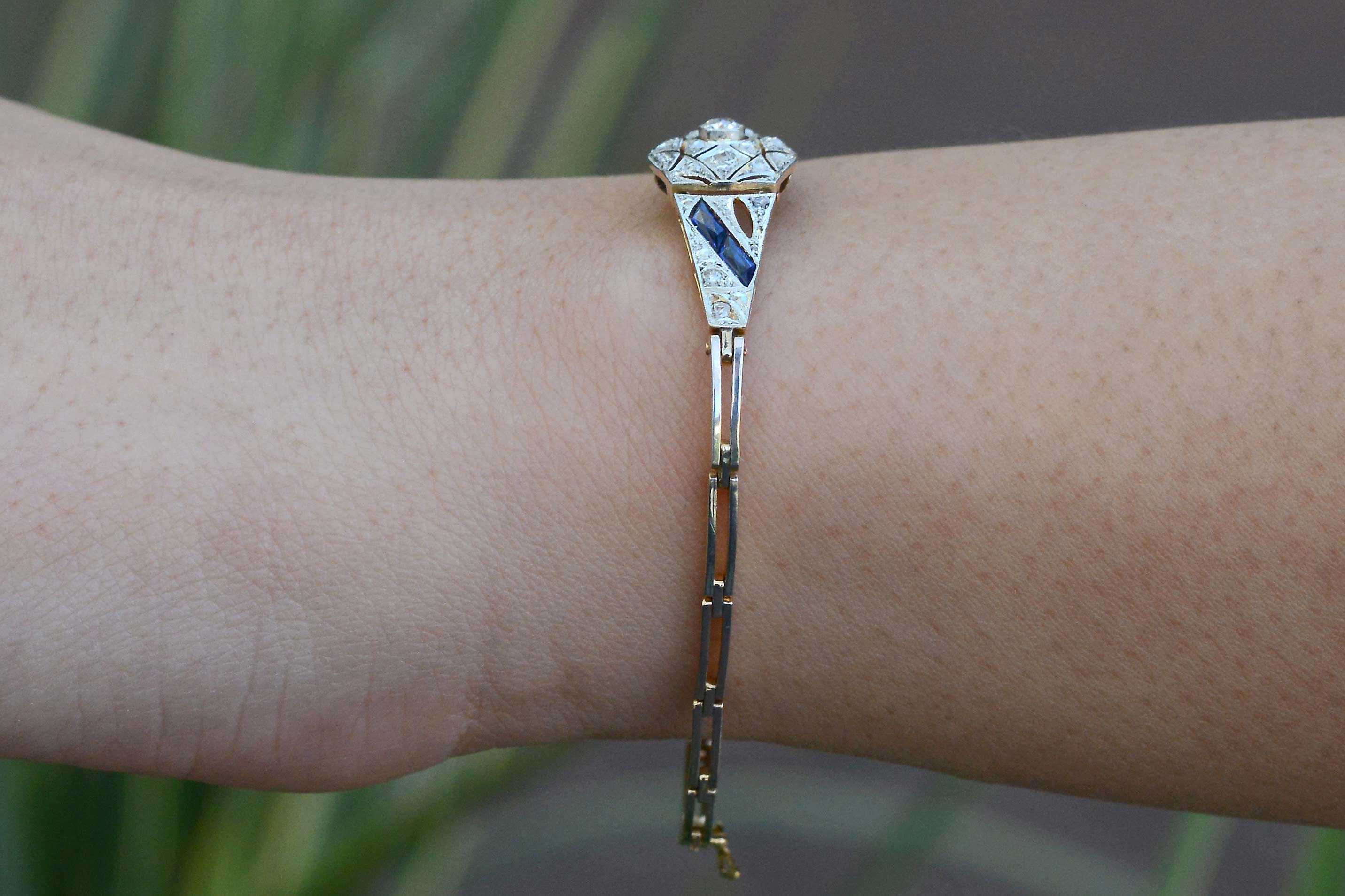 Antique Art Deco Era Sapphire and Diamond Bracelet