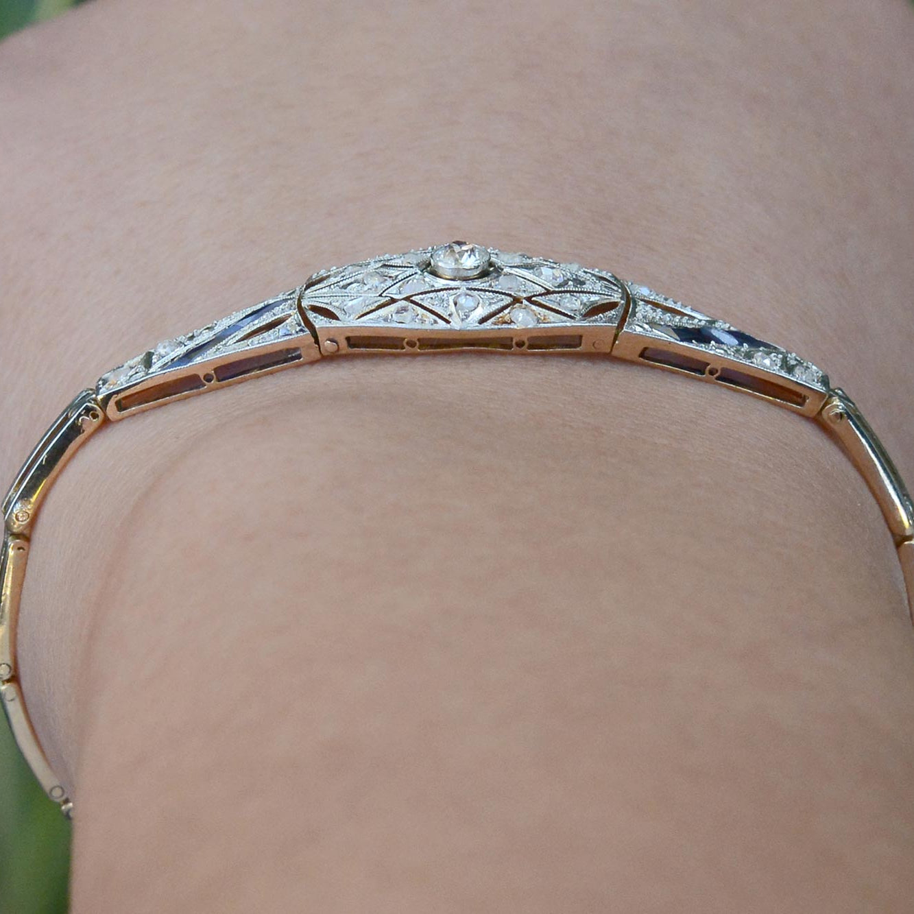Antique Art Deco Era Sapphire and Diamond Bracelet
