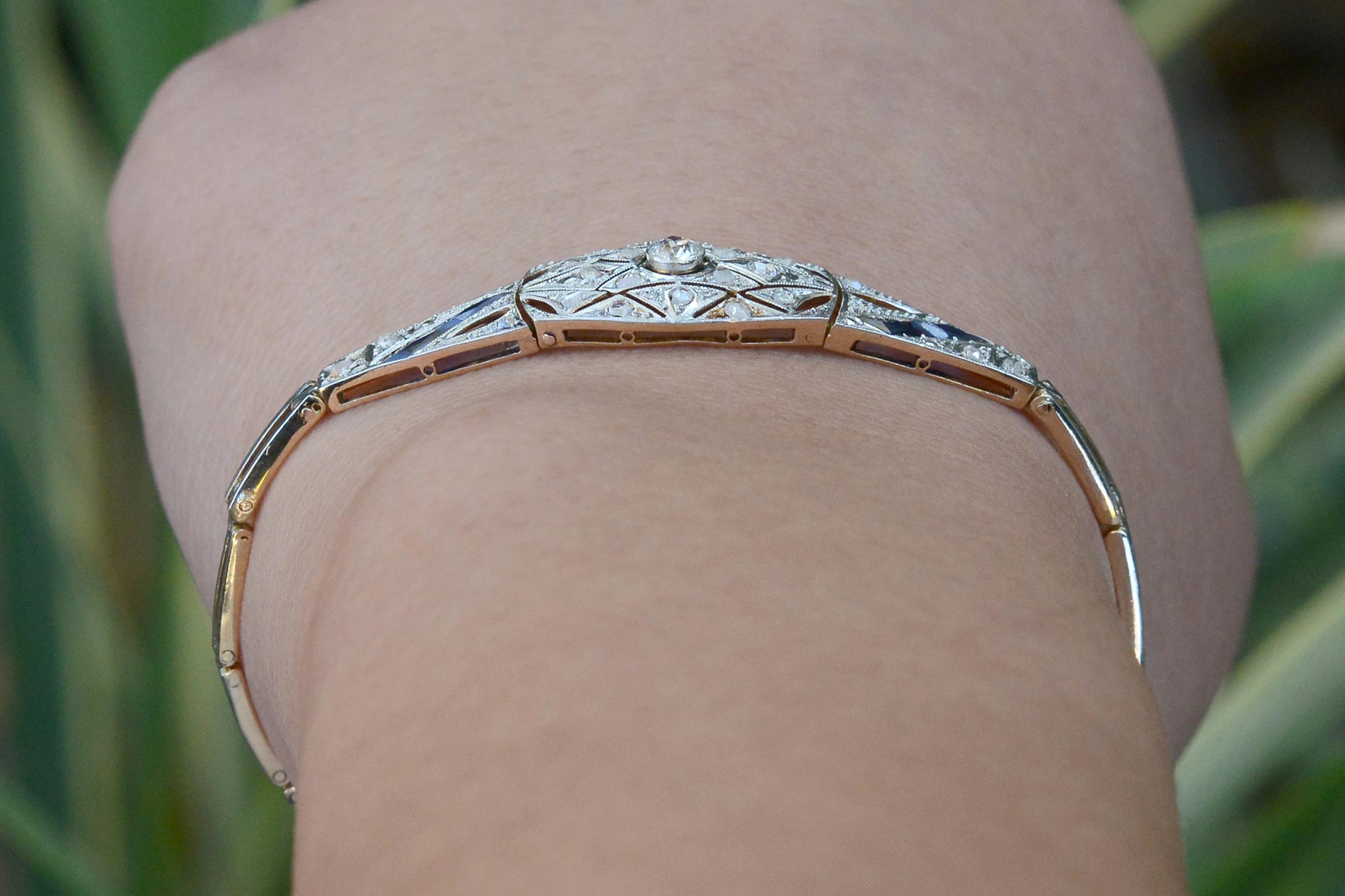 Antique Art Deco Era Sapphire and Diamond Bracelet