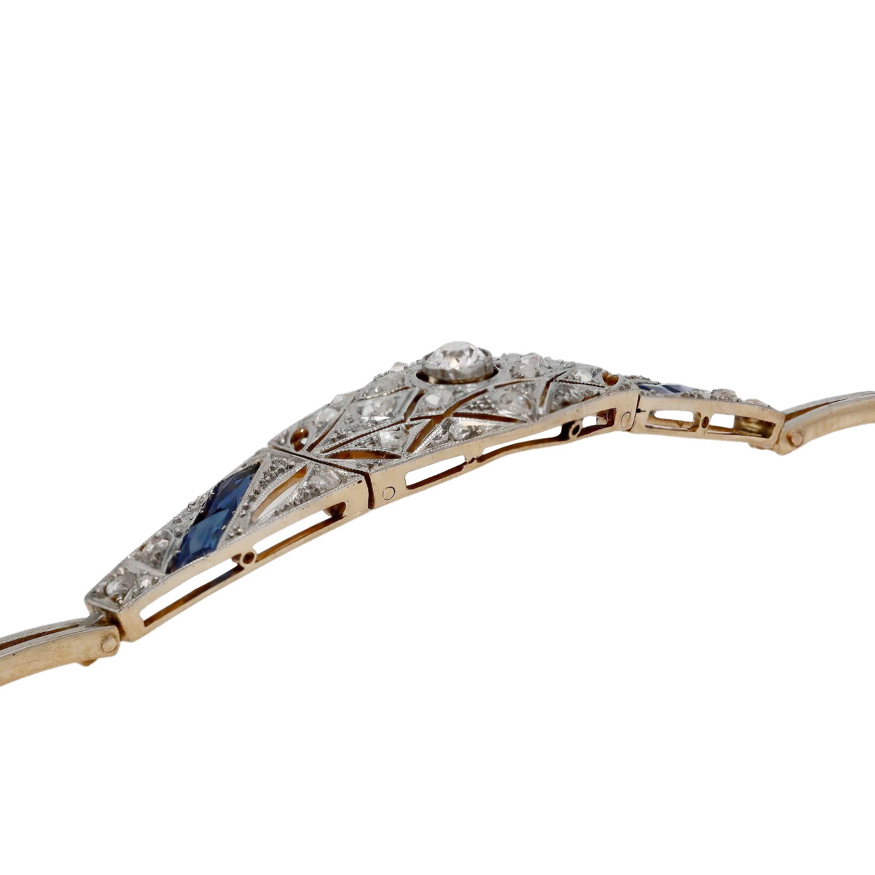 Antique Art Deco Era Sapphire and Diamond Bracelet