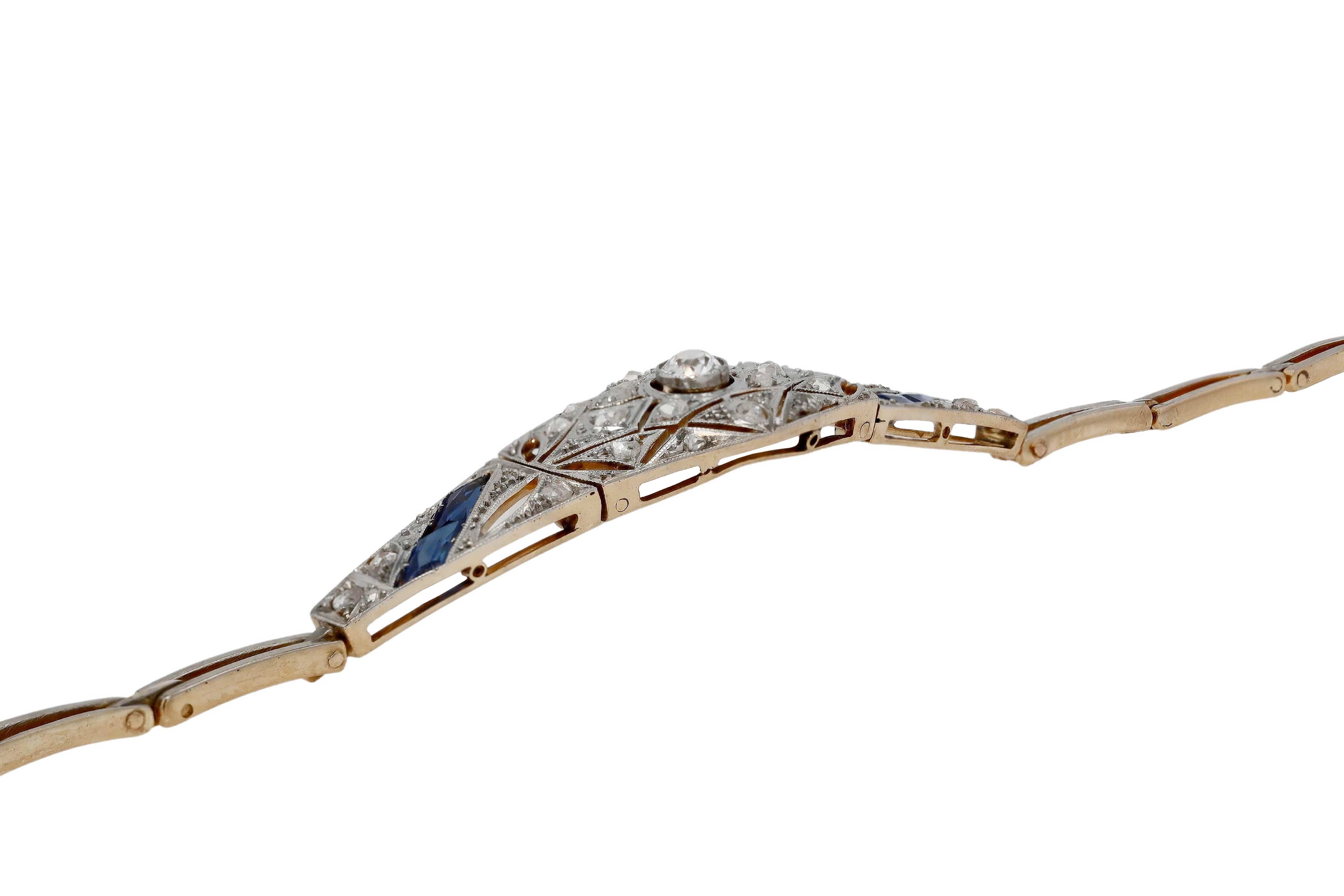 Antique Art Deco Era Sapphire and Diamond Bracelet