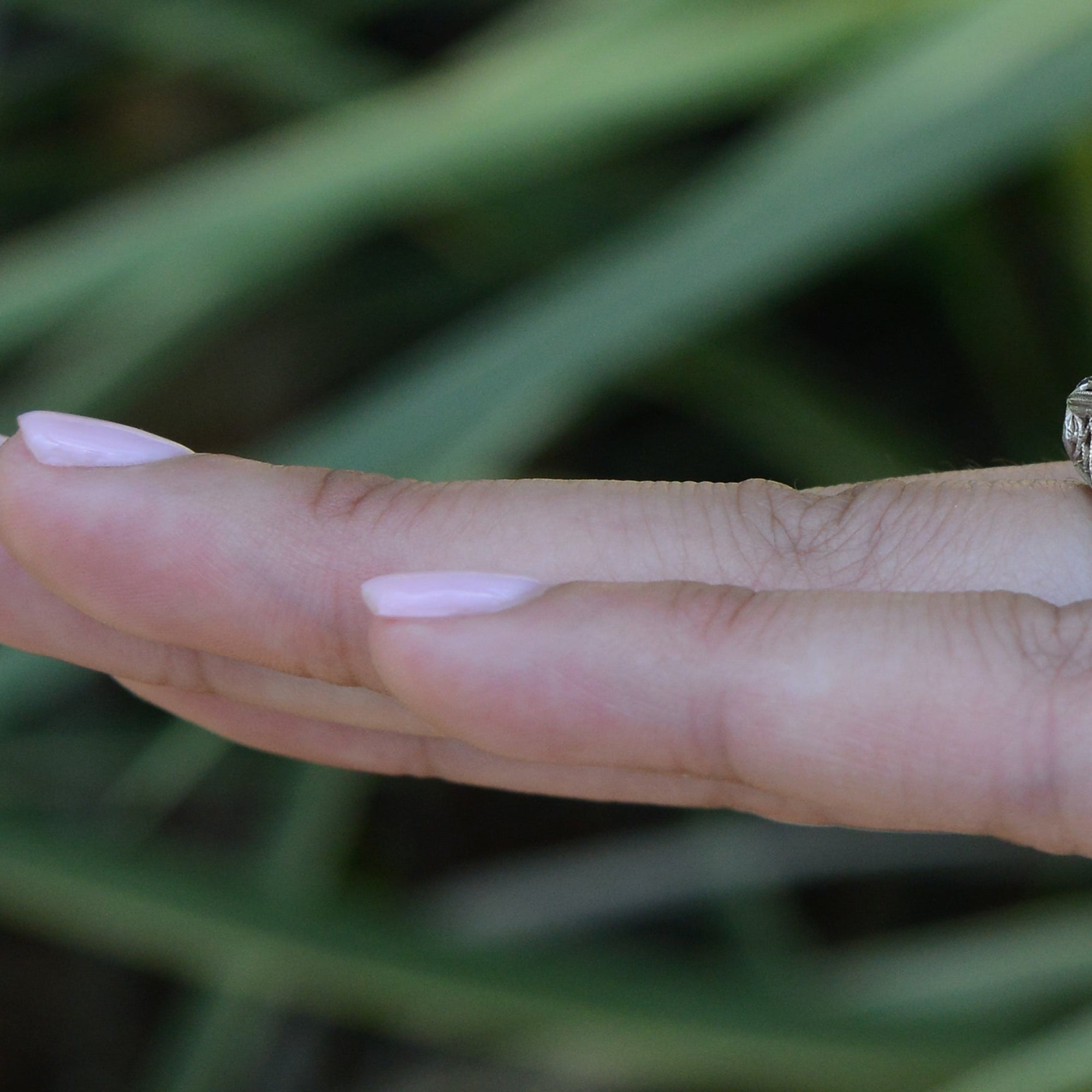 Antique Art Deco Filigree Diamond and Sapphire Engagement Ring
