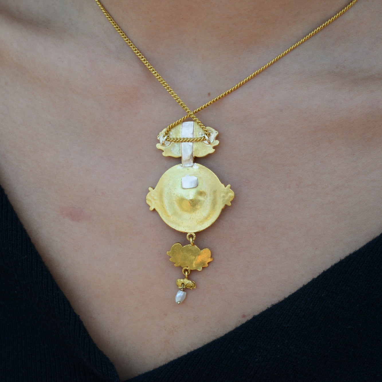 Antique Art Nouveau 24K Gold Imperial Jadeite Necklace