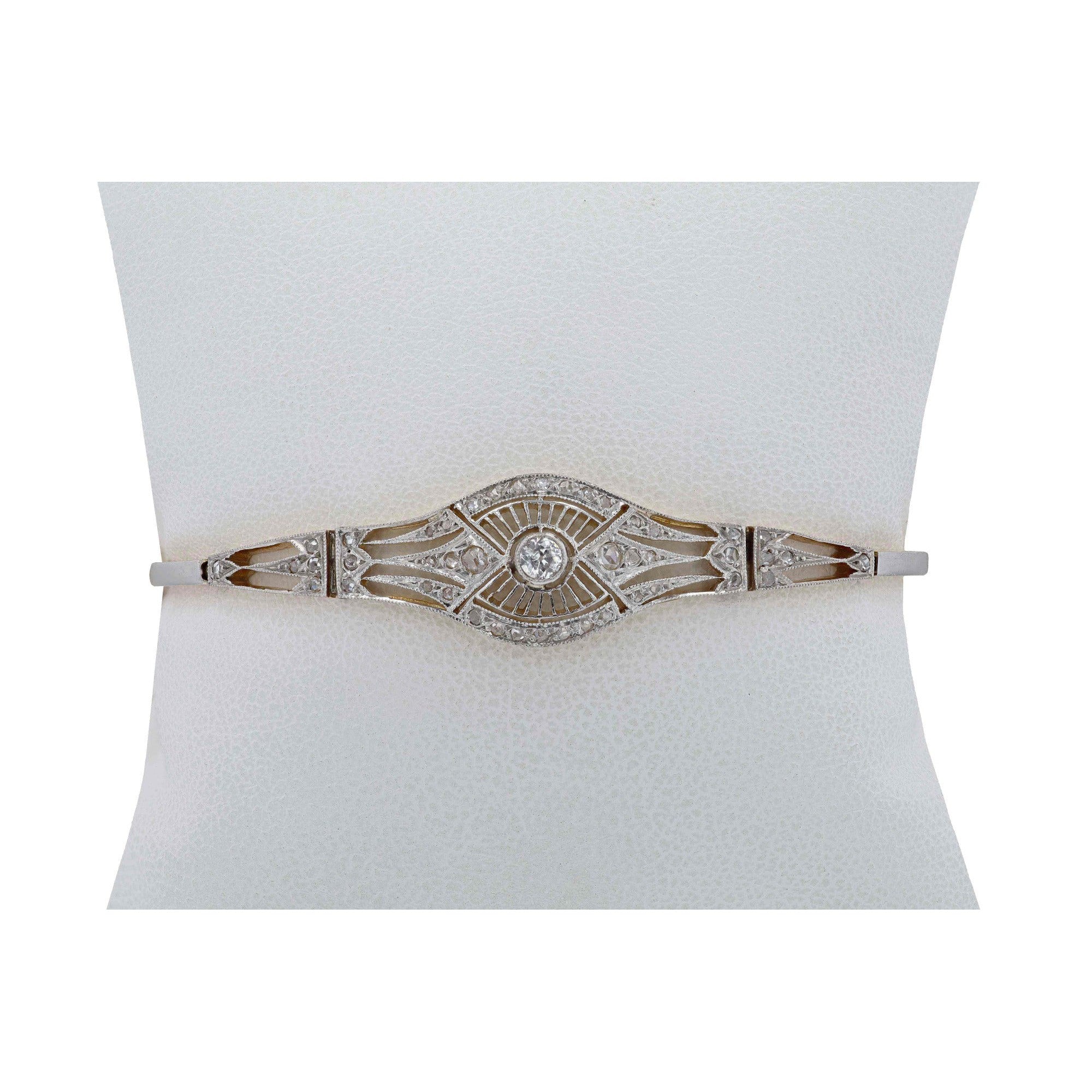 Antique Belle Époque Diamond Filigree Bracelet