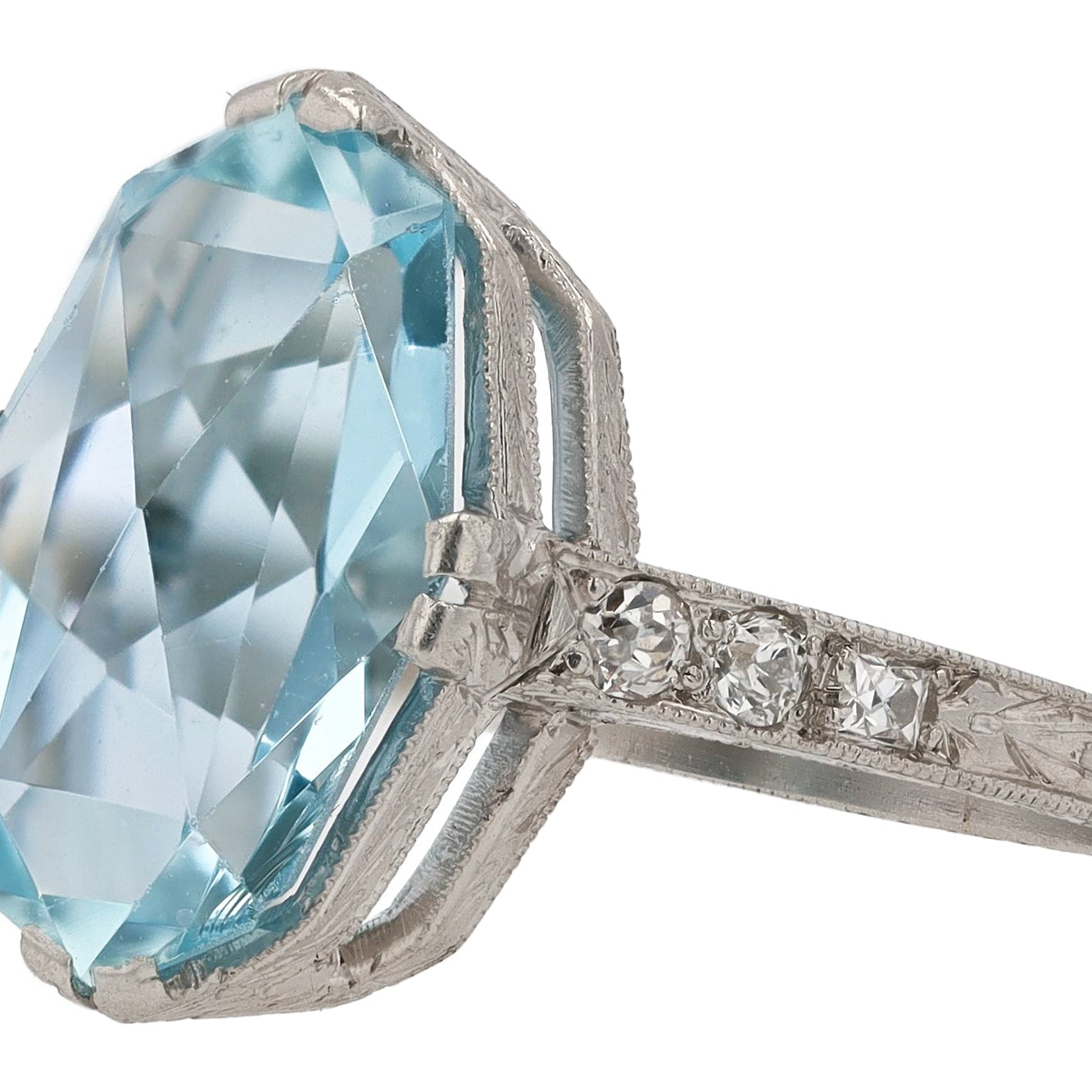 Antique Belle Époque Signed Graves 6 Carat Aquamarine Engagement Ring
