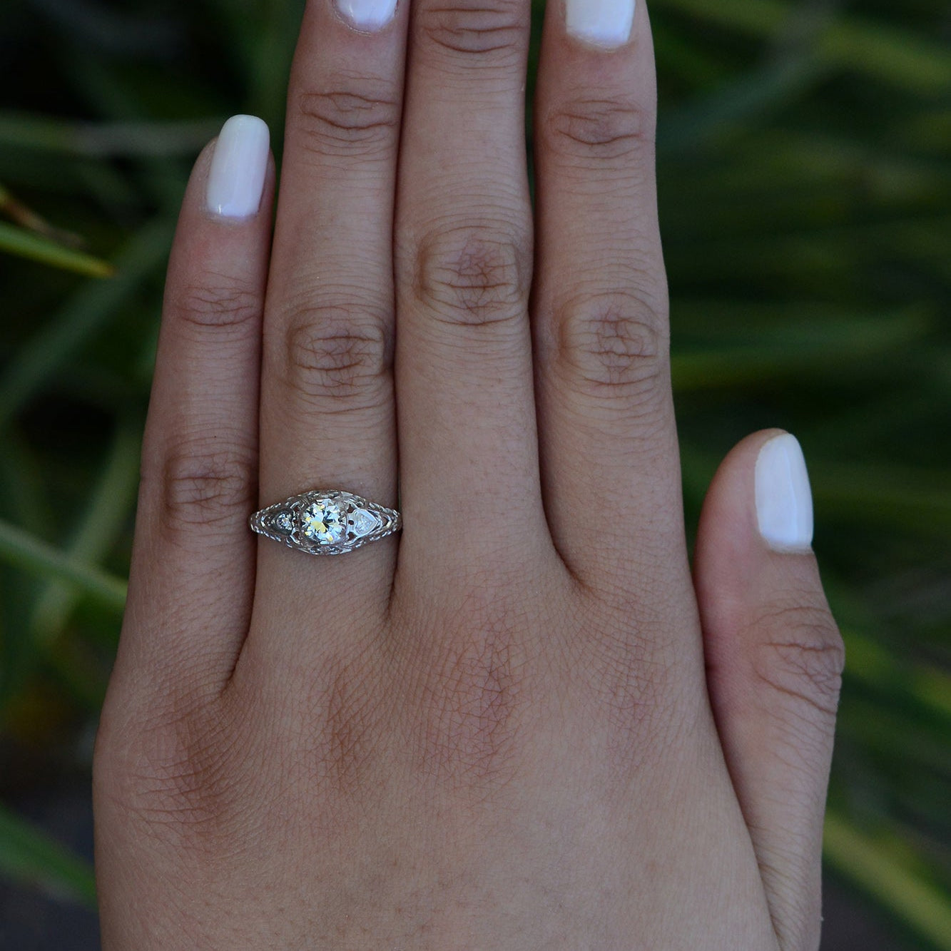 Antique Edwardian Filigree Diamond Engagement Ring