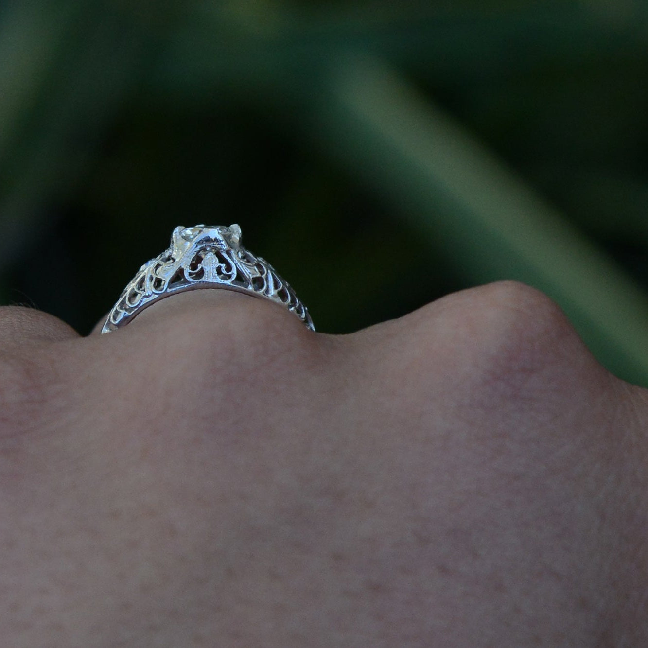 Antique Edwardian Filigree Diamond Engagement Ring