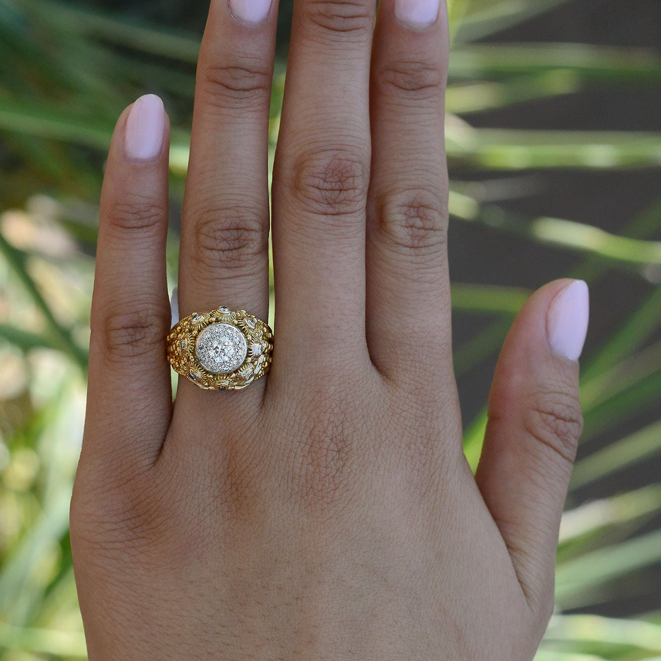 Antique Etruscan Revival Diamond Poison Ring